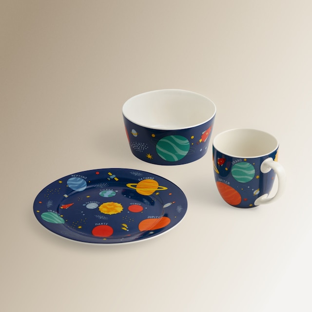 Imagen 0 de Set infantil de taza, plato y bowl Planetas Basics El Corte Inglés