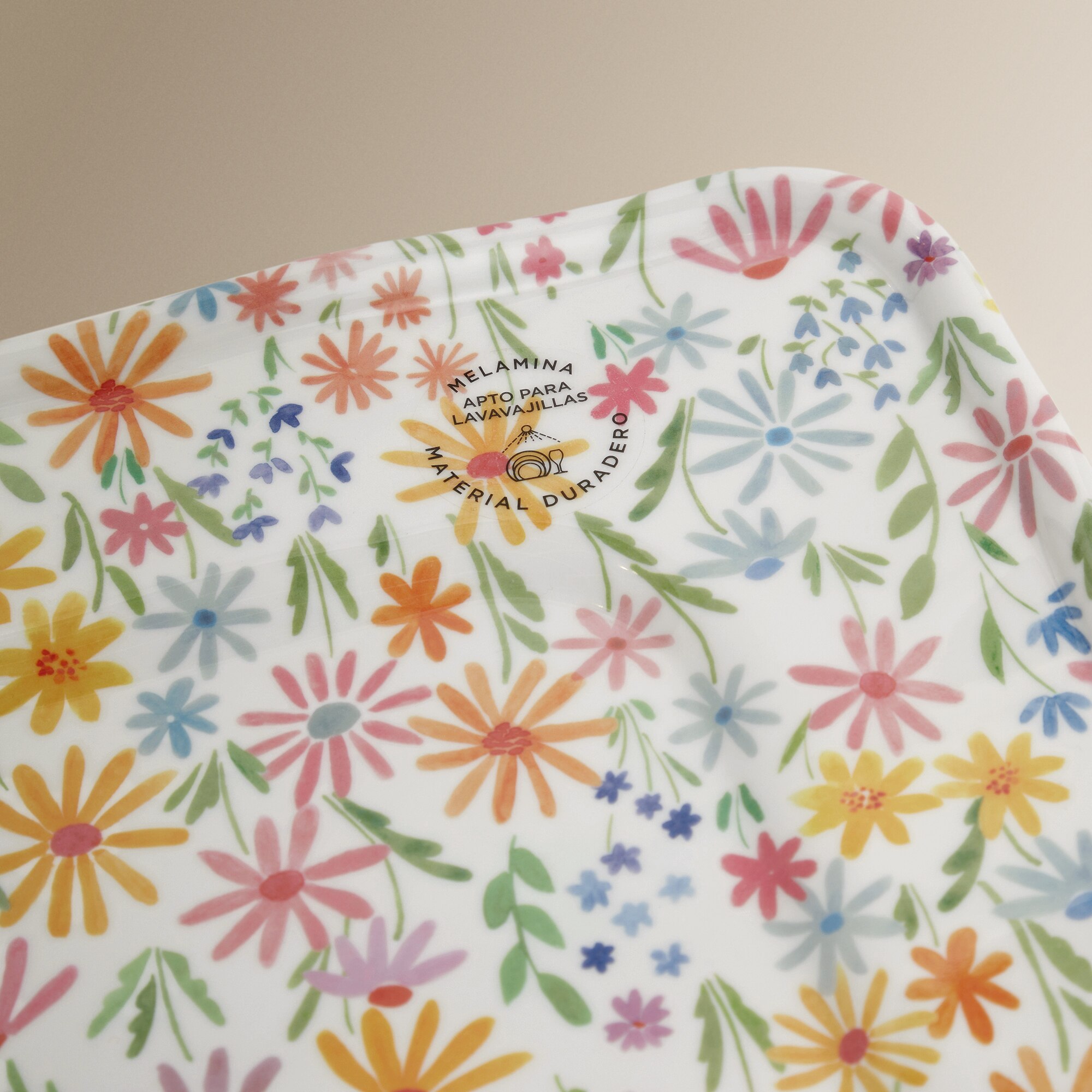 Bandeja rectangular de melamina Flower Market Basics El Corte Inglés Multicolor-5