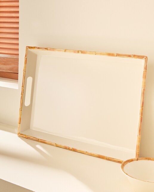 Bandeja rectangular para exterior Bambú
