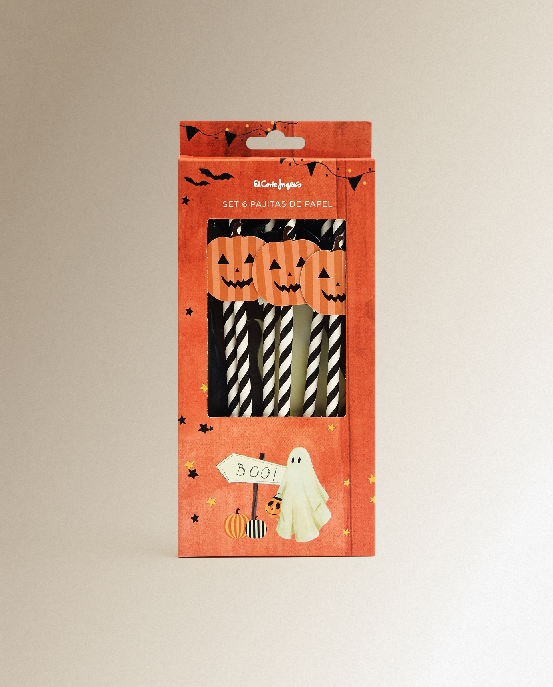 Conjunto de 6 Palhinhas Descartáveis Travessura Halloween Preto-3