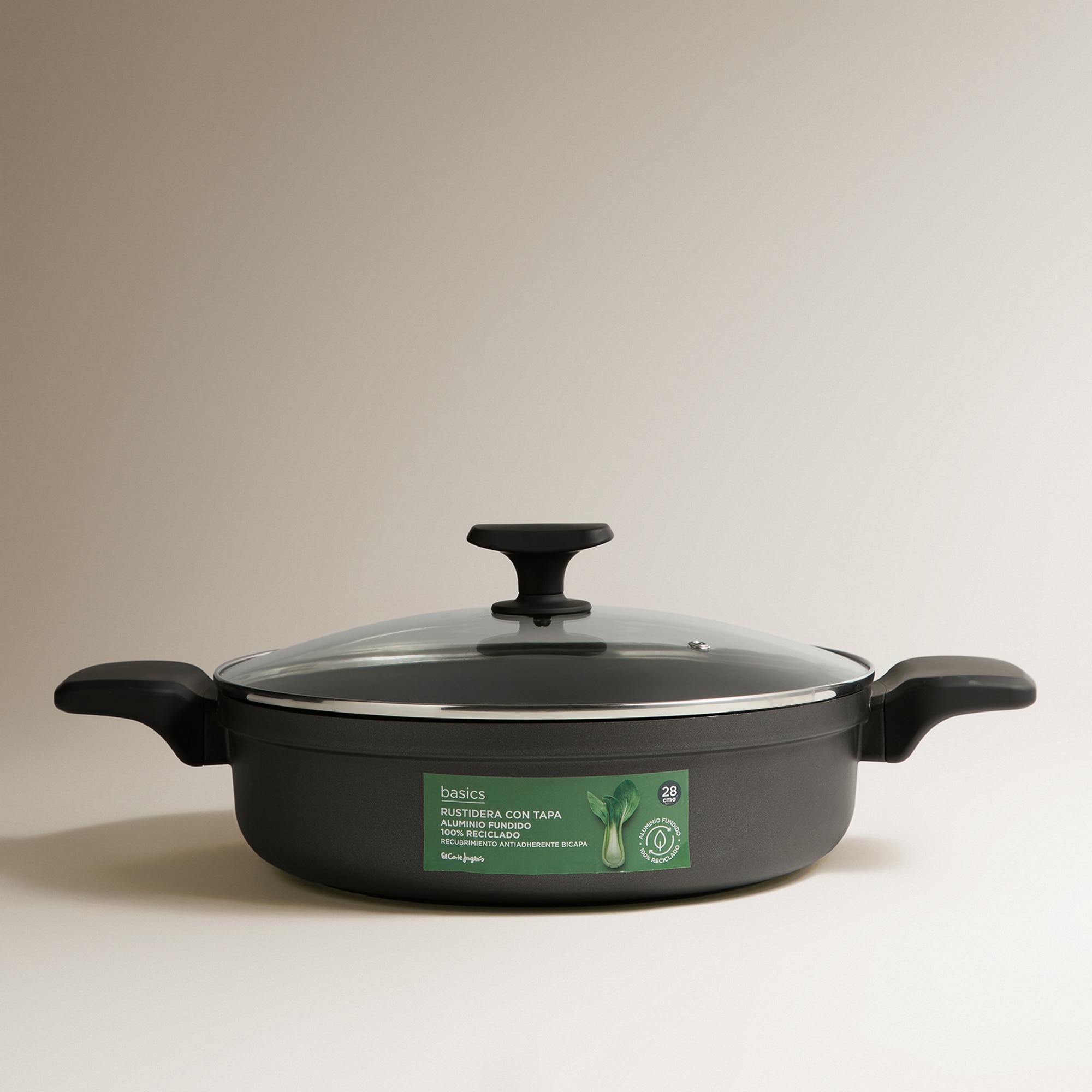 Cacerola baja de aluminio fundido Basics El Corte Inglés Negro-7