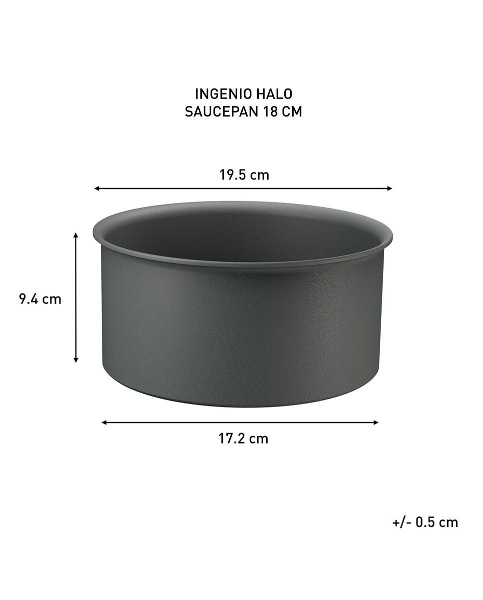 Cazo Tefal Ingenio Halo cazo 18 cm, con cuerpo de aluminio recliclado Negro-8
