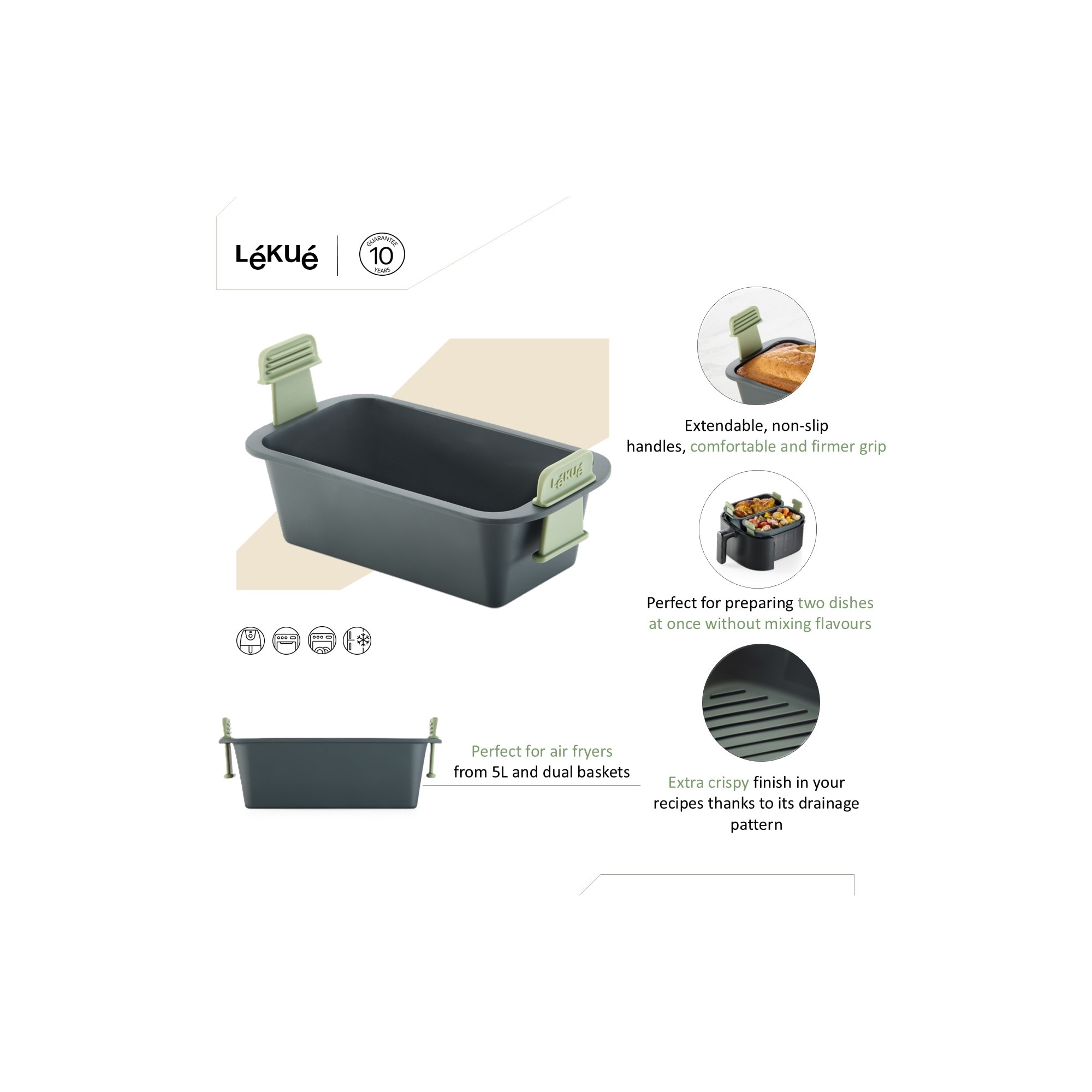Cesta Retangular de Silicone Air Fryer Cinzento-5