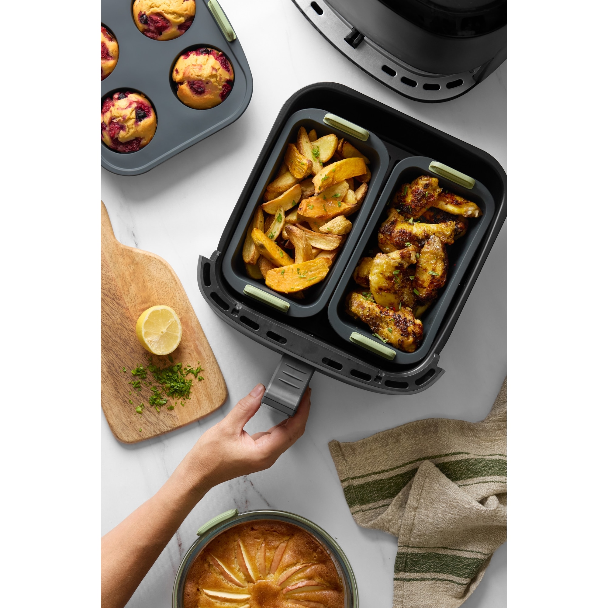 Cesta Retangular de Silicone Air Fryer Cinzento-7