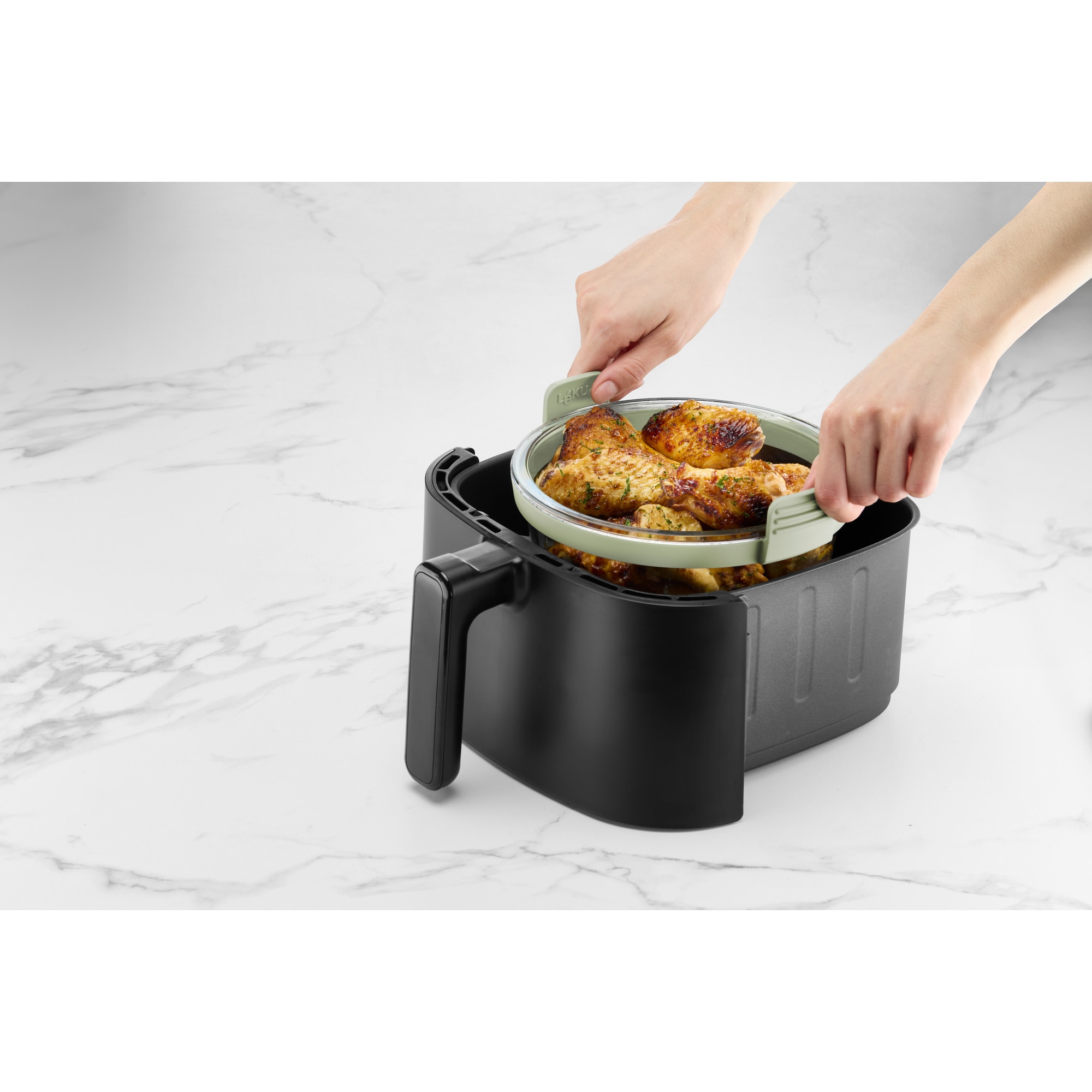 Cesta Redonda de Vidro Air Fryer Transparente-7