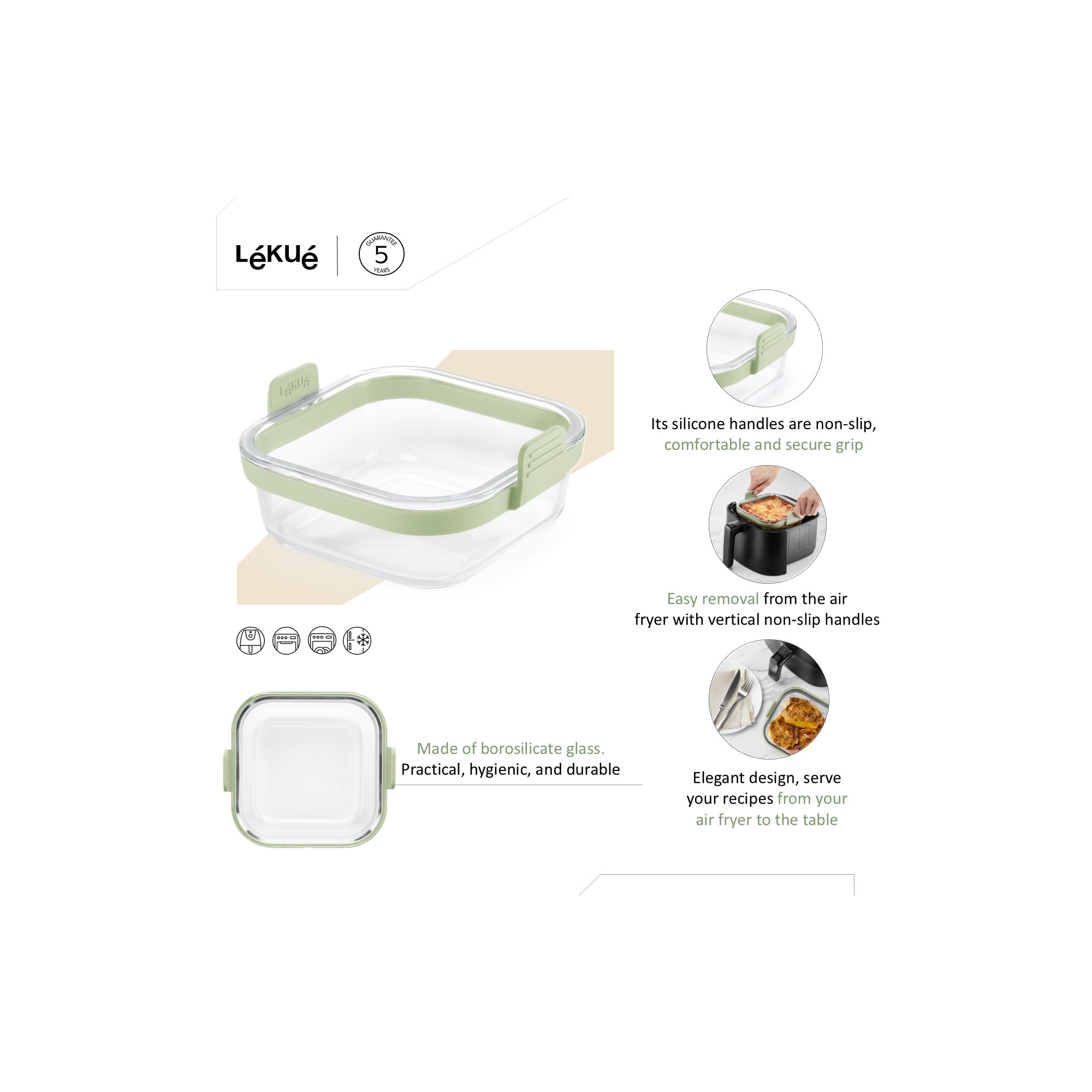 Cesta Quadrada de Vidro Air Fryer Transparente-4