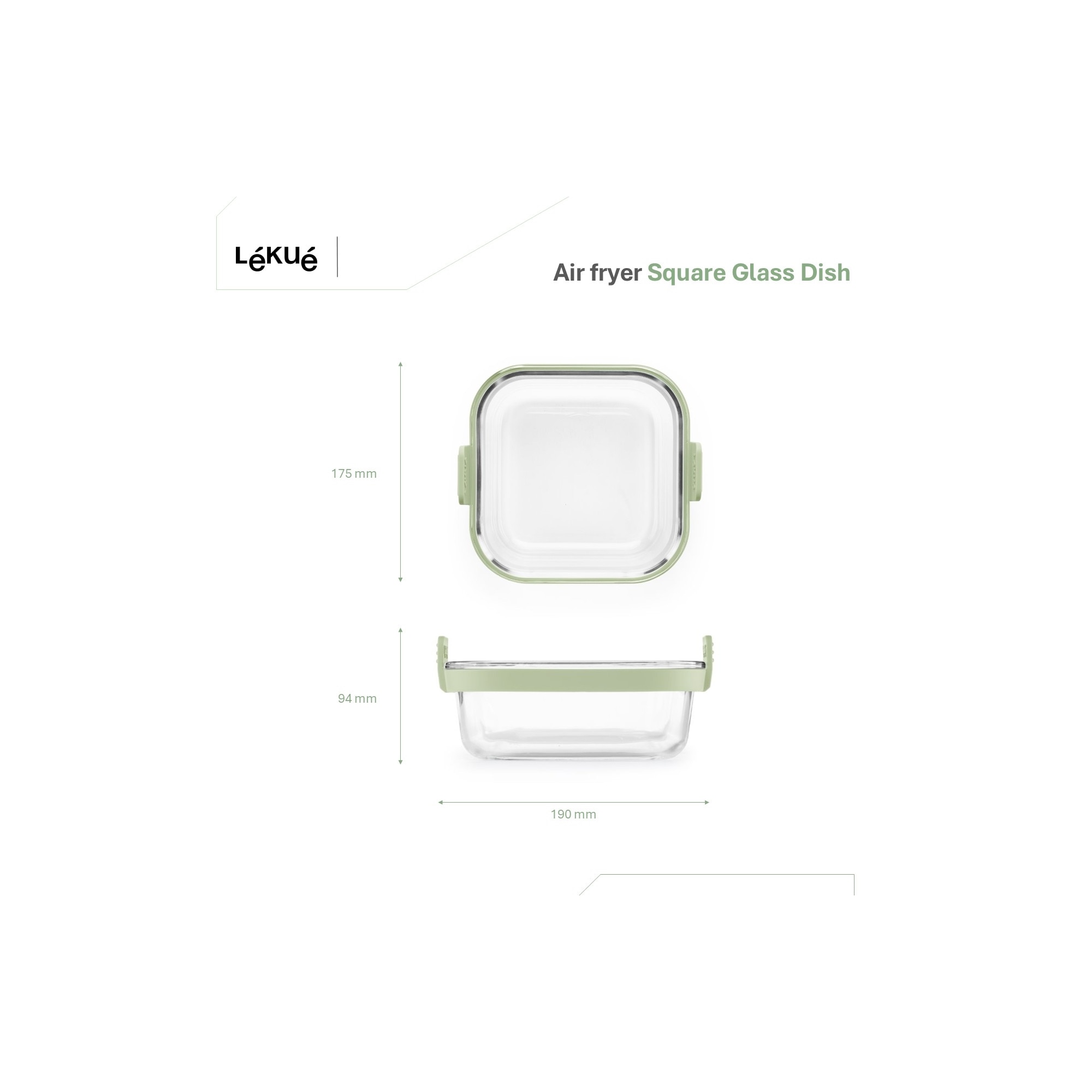 Cesta Quadrada de Vidro Air Fryer Transparente-5
