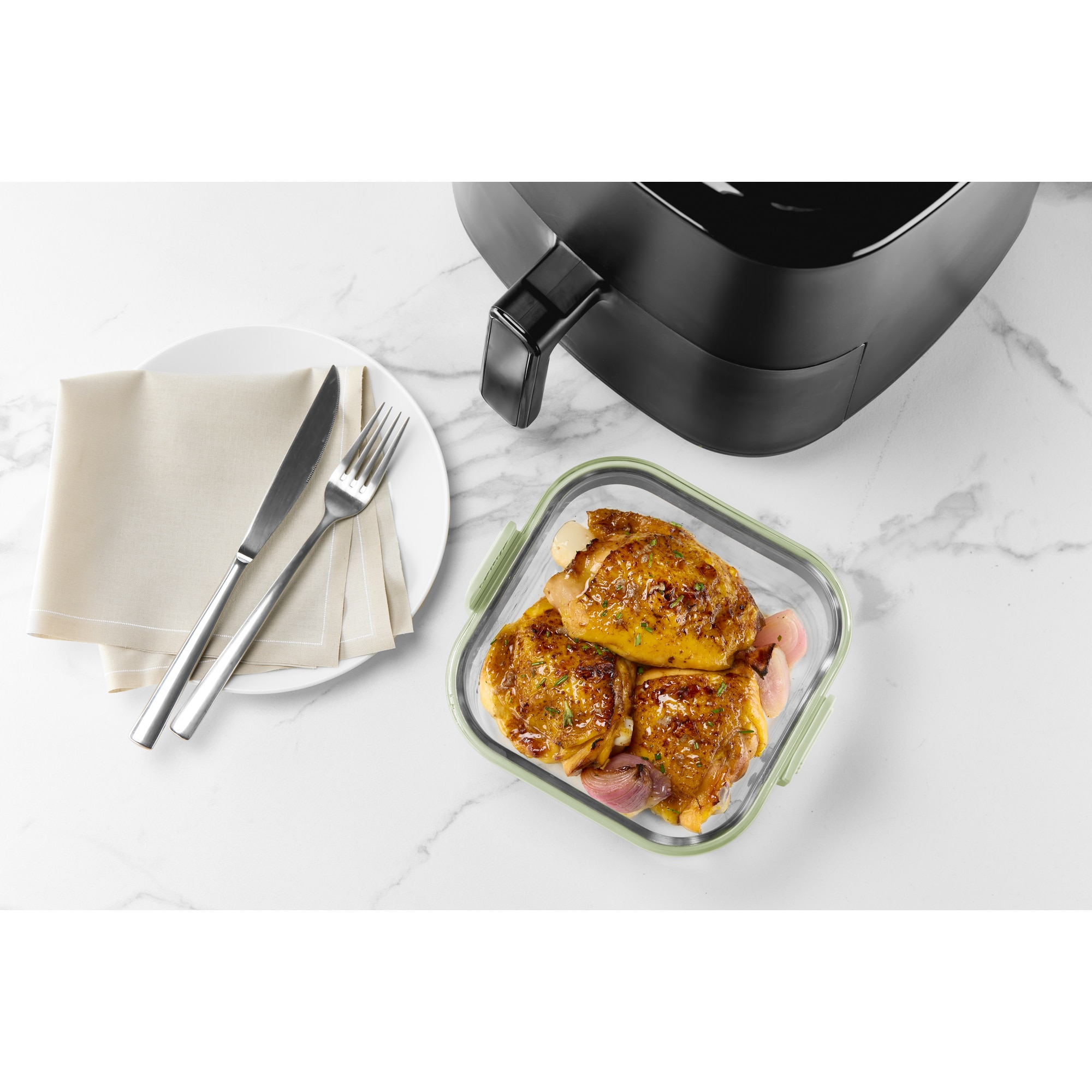 Cesta Quadrada de Vidro Air Fryer Transparente-11