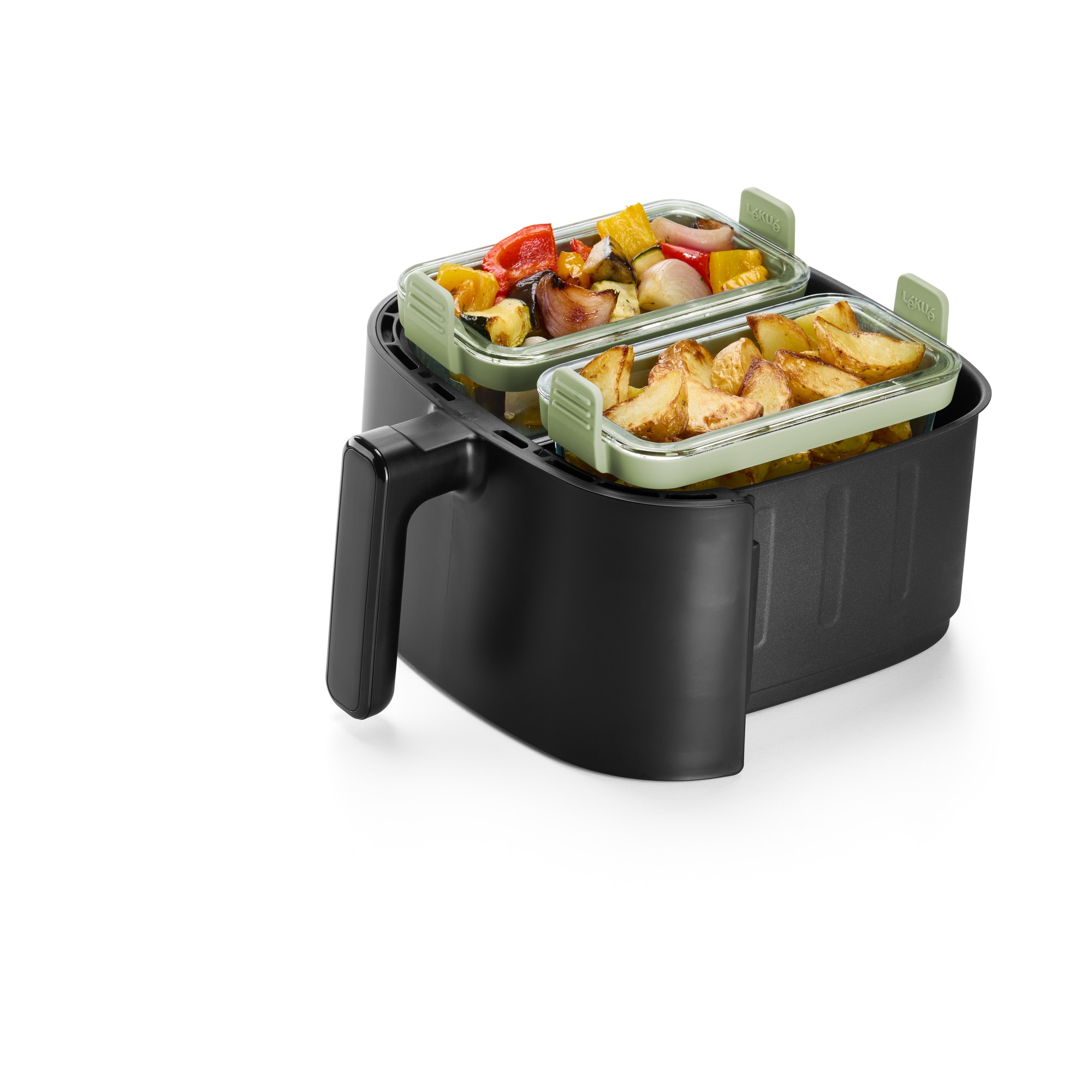 Conjunto de 2 Cestas Retangulares de Vidro Air Fryer Transparente-6