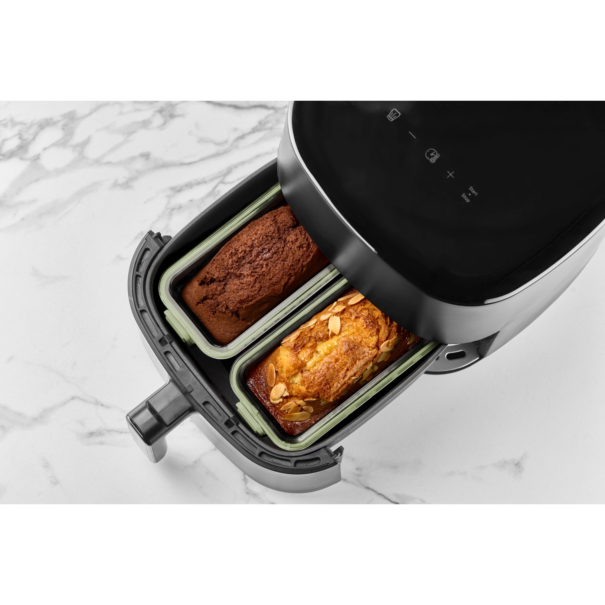 Conjunto de 2 Cestas Retangulares de Vidro Air Fryer Transparente-7
