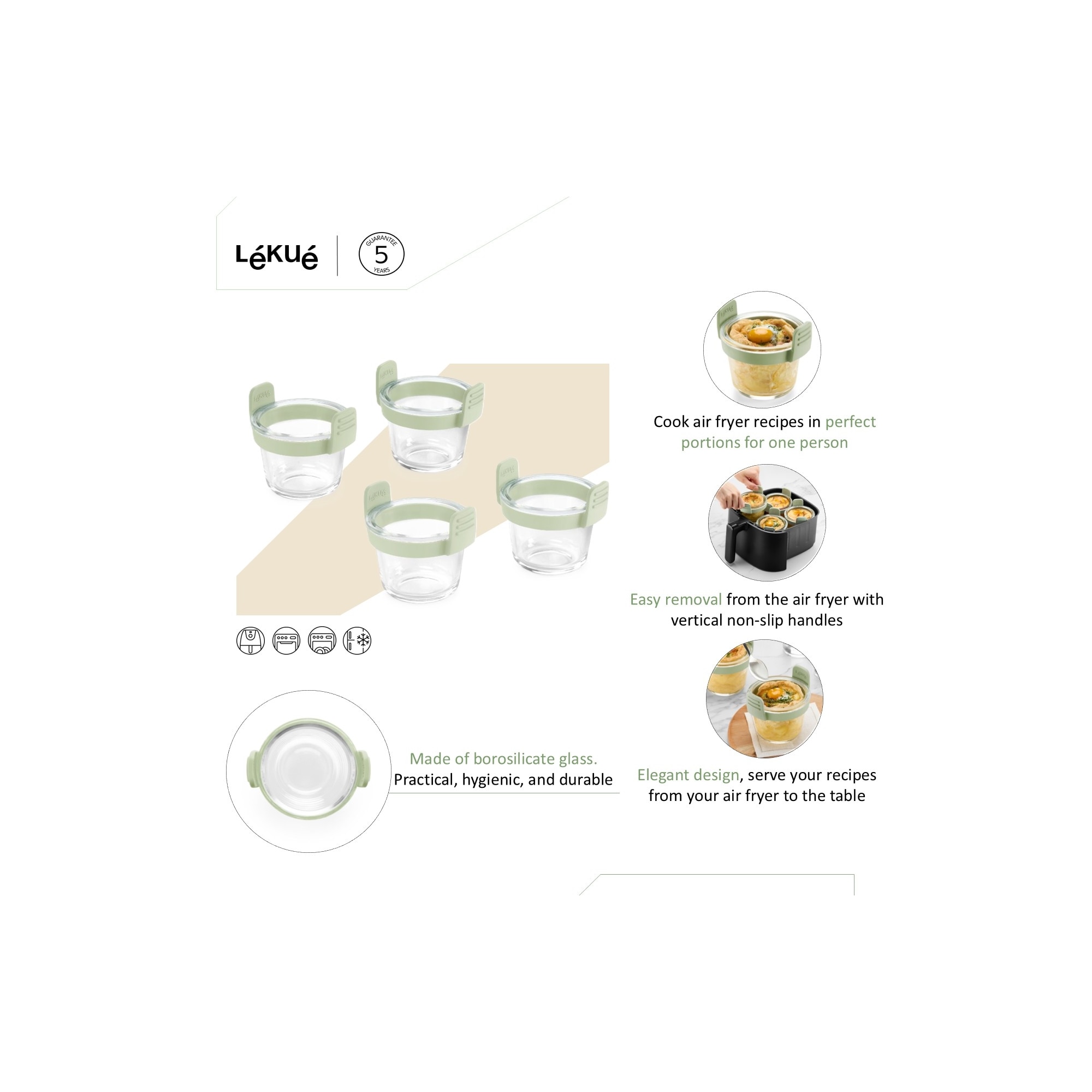 Conjunto de 4 Mini Copos de Vidro Air Fryer Transparente-5
