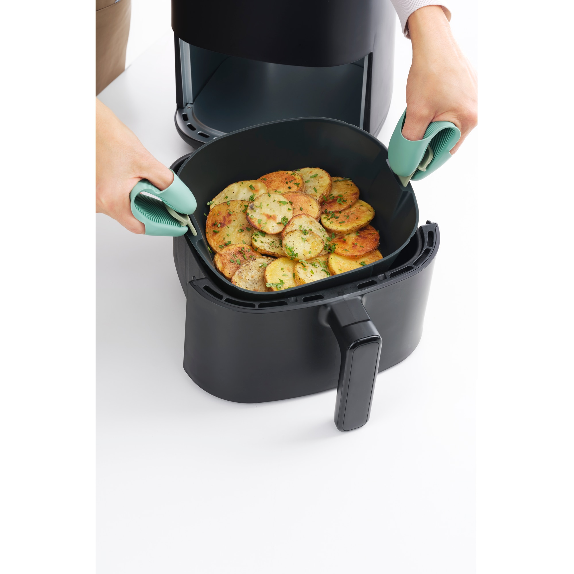 Conjunto de 2 Mini Luvas de Silicone Air Fryer Verde-10
