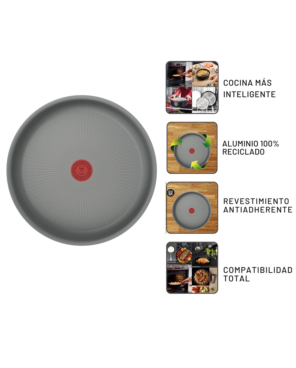 Wok Tefal Ingenio Halo, 26 cm, con cuerpo de aluminio recliclado Negro-3
