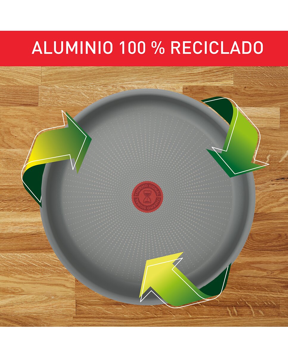 Wok Tefal Ingenio Halo, 26 cm, con cuerpo de aluminio recliclado Negro-4
