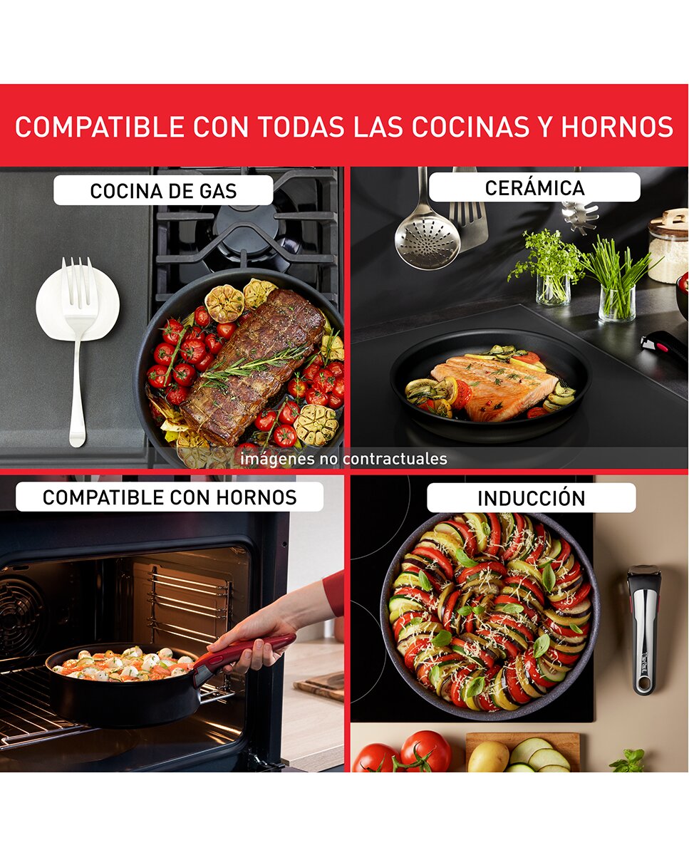 Wok Tefal Ingenio Halo, 26 cm, con cuerpo de aluminio recliclado Negro-6