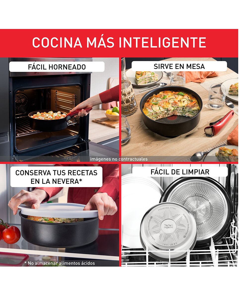 Wok Tefal Ingenio Halo, 26 cm, con cuerpo de aluminio recliclado Negro-7