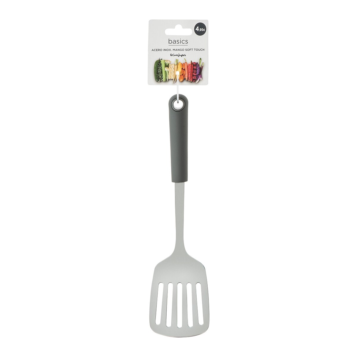 Espátula ranurada con mango de tacto suave Basics El Corte Inglés Acero-2