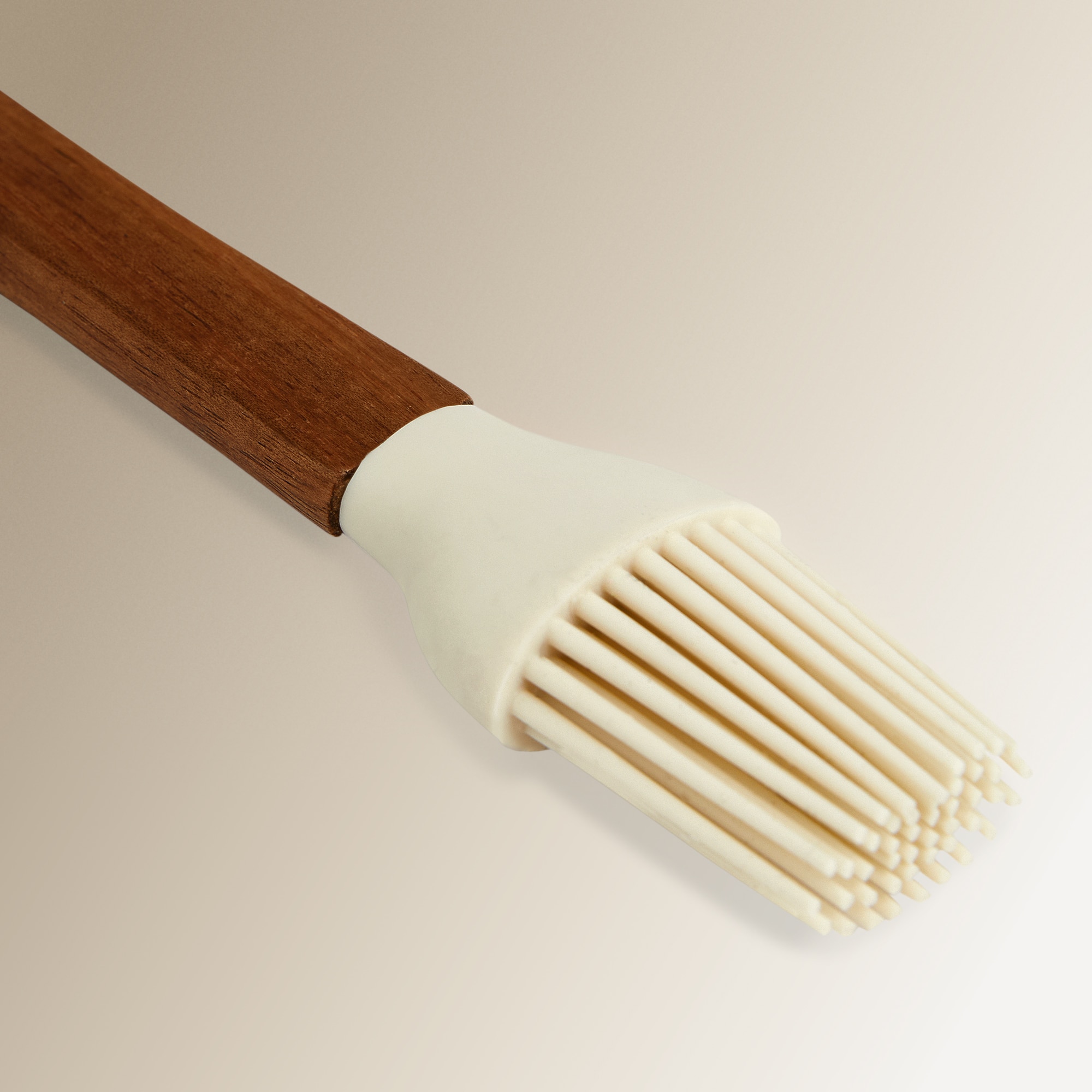 Pincel de Silicone e Madeira Acácia Creme/Madeira-2