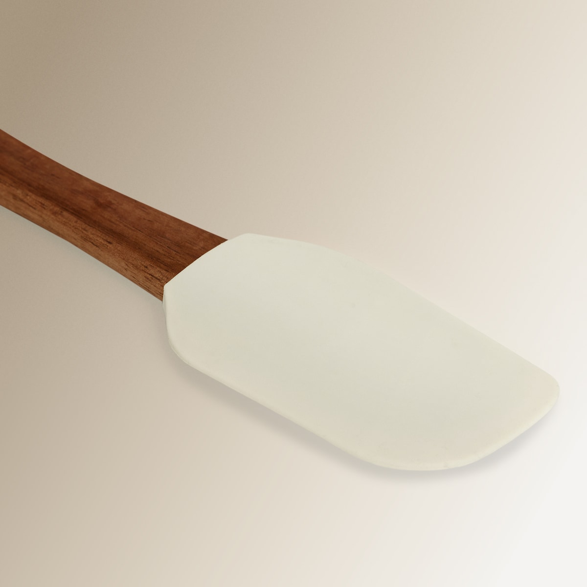 Espátula de Silicone e Madeira Acácia Creme/Madeira-2