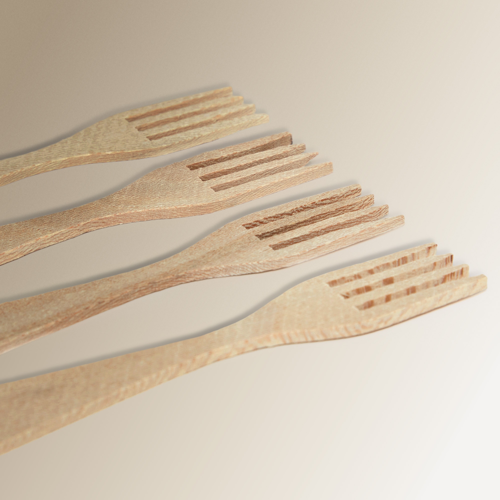 Set 4 tenedores de madera angulas El Corte Inglés Natural-2