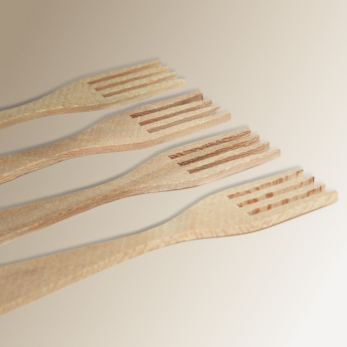 Set 4 tenedores de madera angulas El Corte Inglés Natural-2