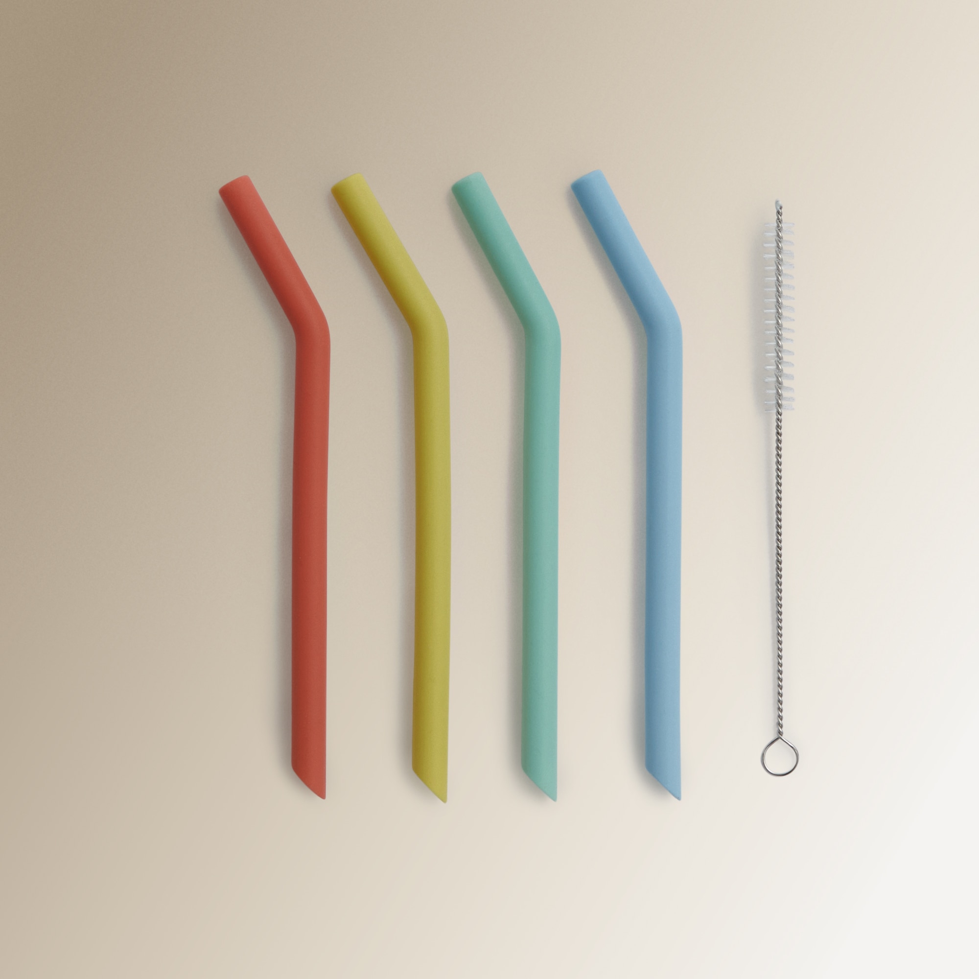 Conjunto de 4 Palhinhas de Silicone + Escova Multicolor-1