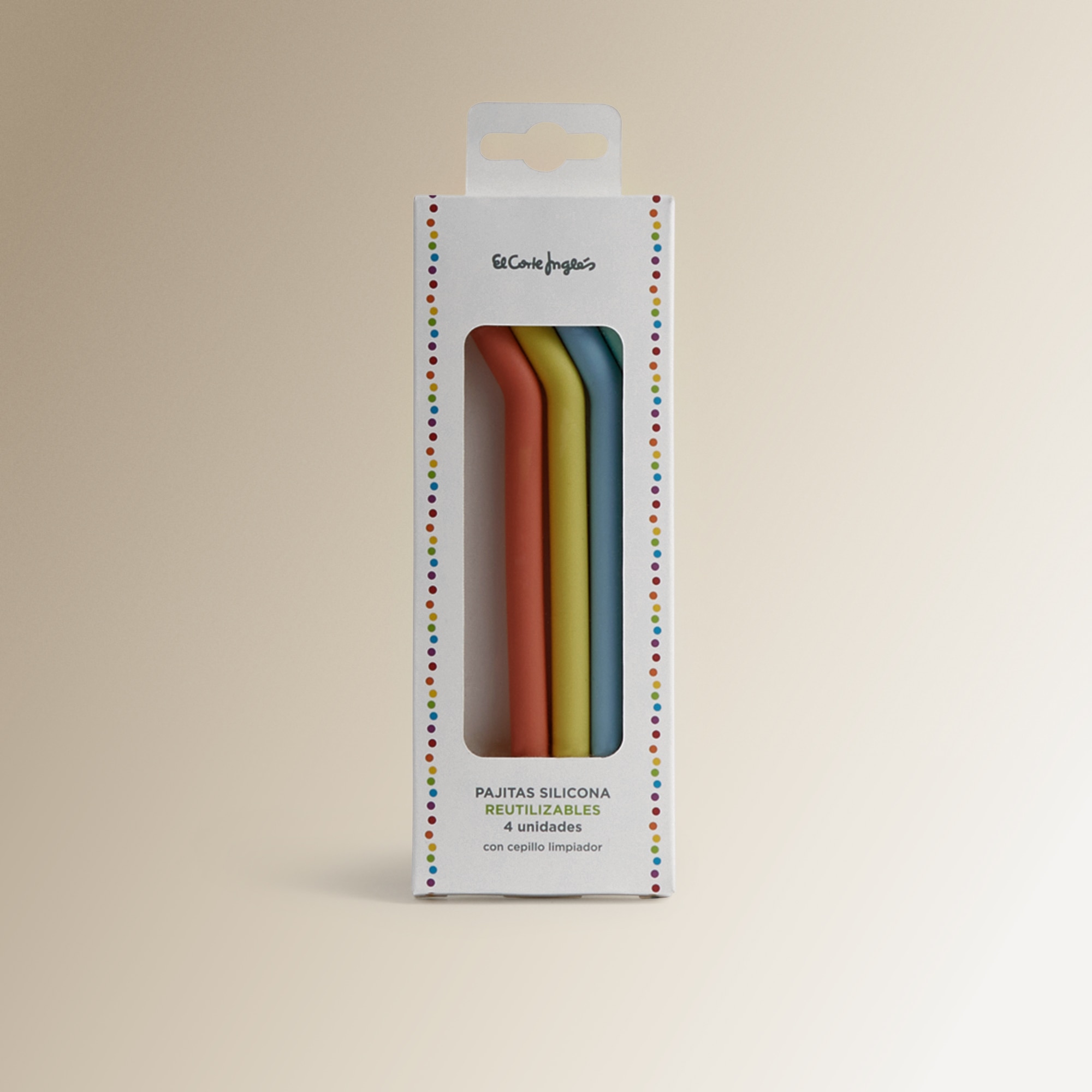 Conjunto de 4 Palhinhas de Silicone + Escova Multicolor-4