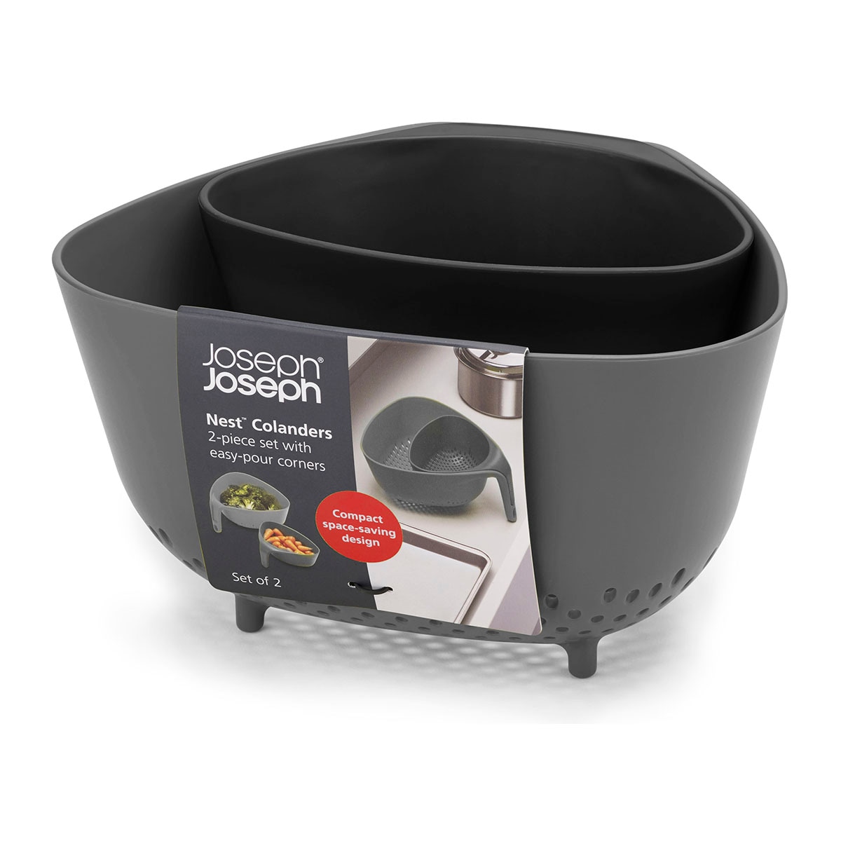 Set de 2 coladores Colander Joseph Joseph Gris-5
