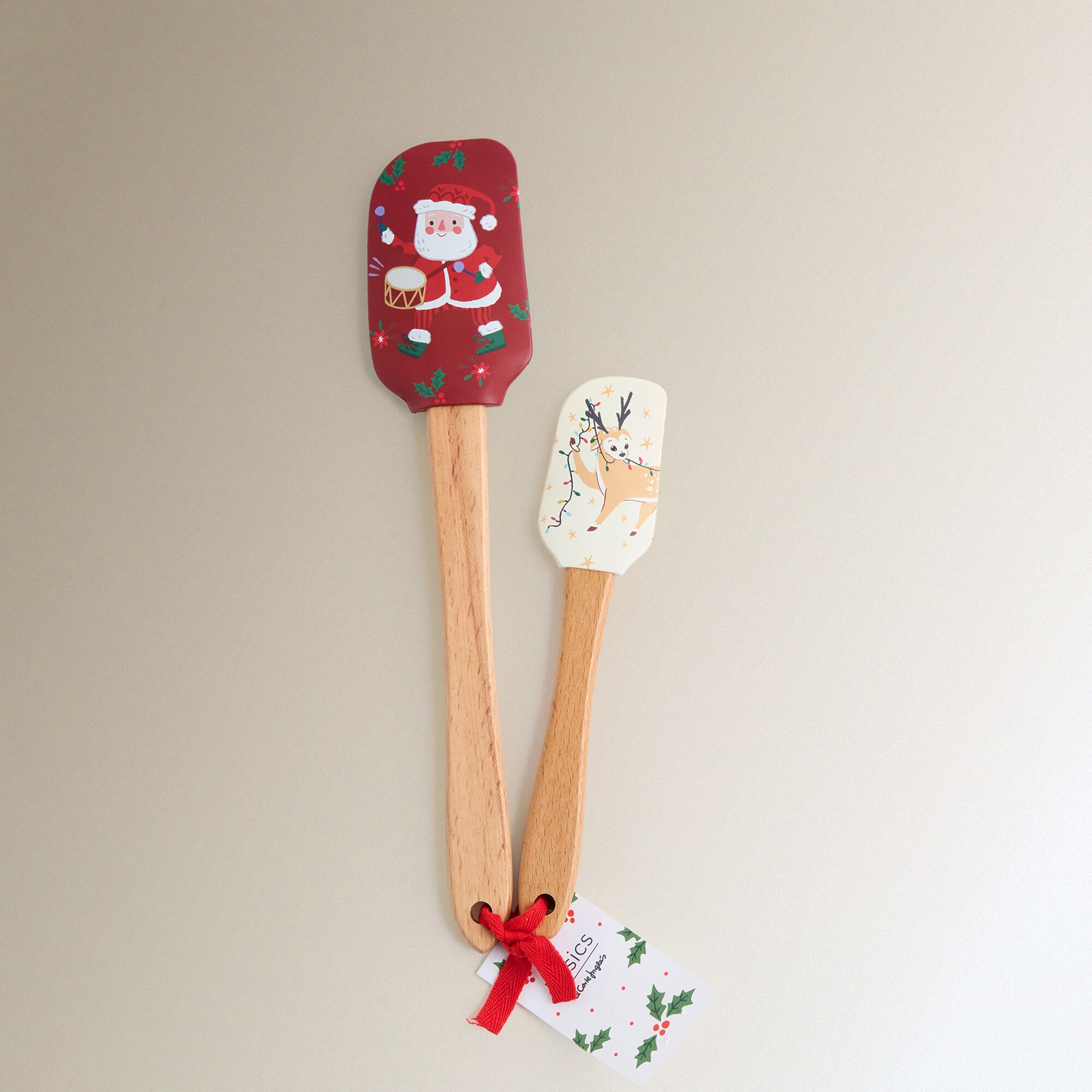 Set de 2 espátulas de silicona Papá Noel Navidad Multicolor-3