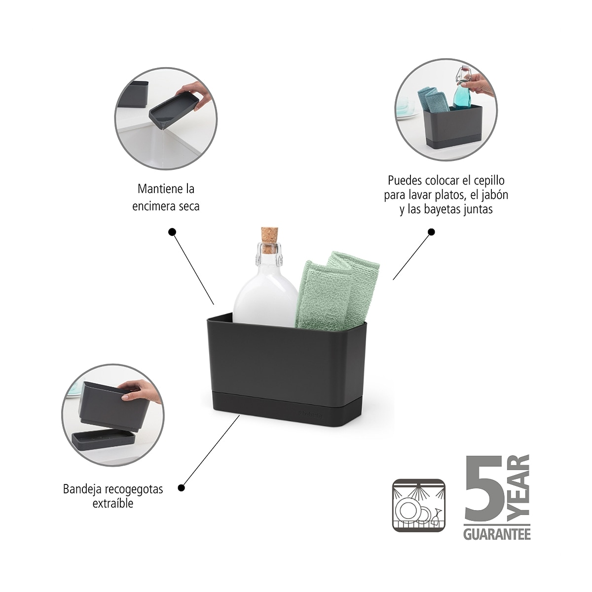 Porta esfregões Sink Side Brabantia Cinzento-escuro-7