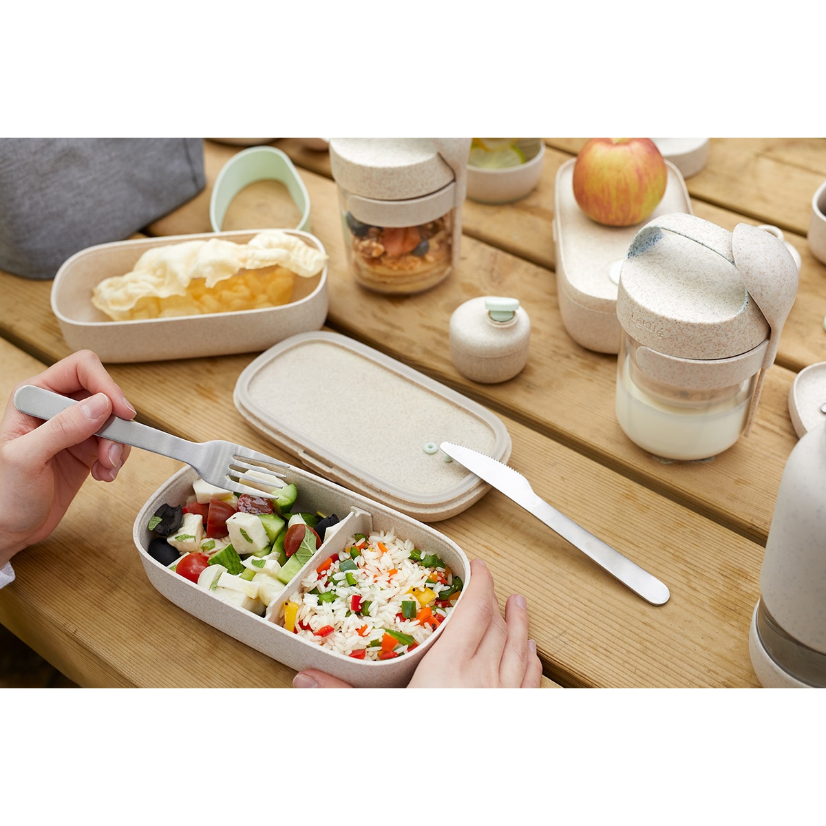 Recipiente de comida duplo Lunch Box Organic To Go Natural-3