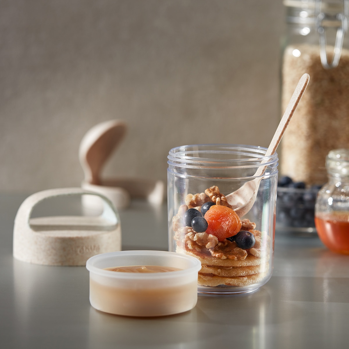 Recipiente de comida com colher Jar Organic To Go Natural-3