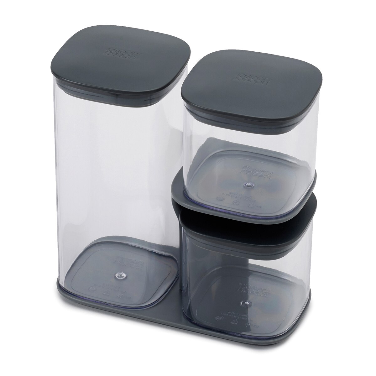 Conjunto de 3 Frascos de Cozinha com Suporte Podium Transparente-1