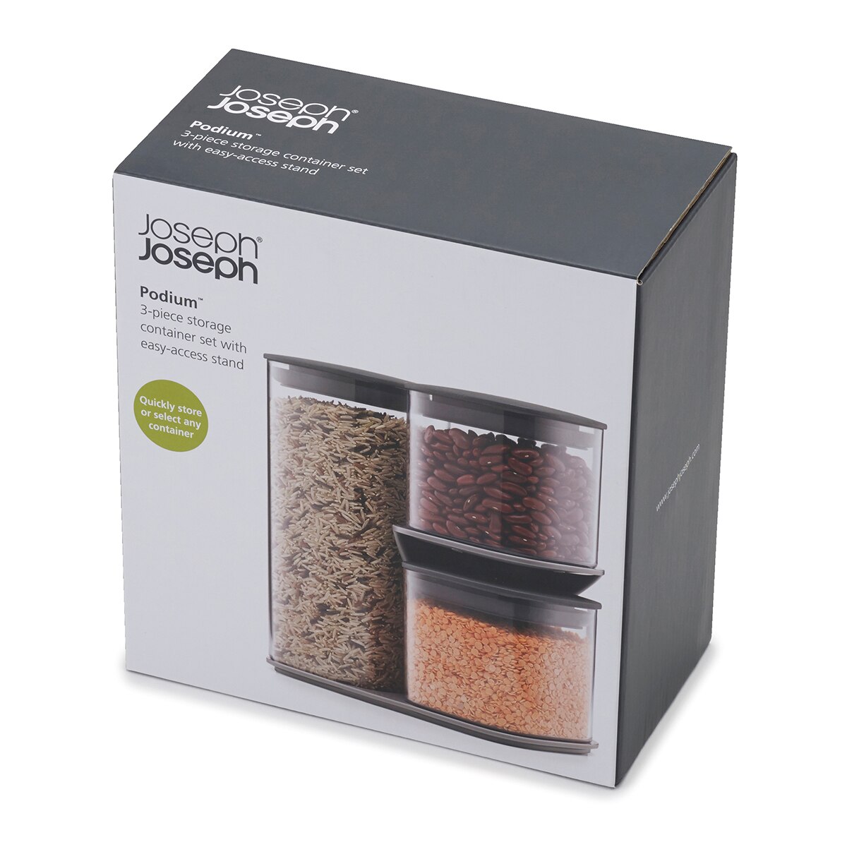 Conjunto de 3 Frascos de Cozinha com Suporte Podium Transparente-4