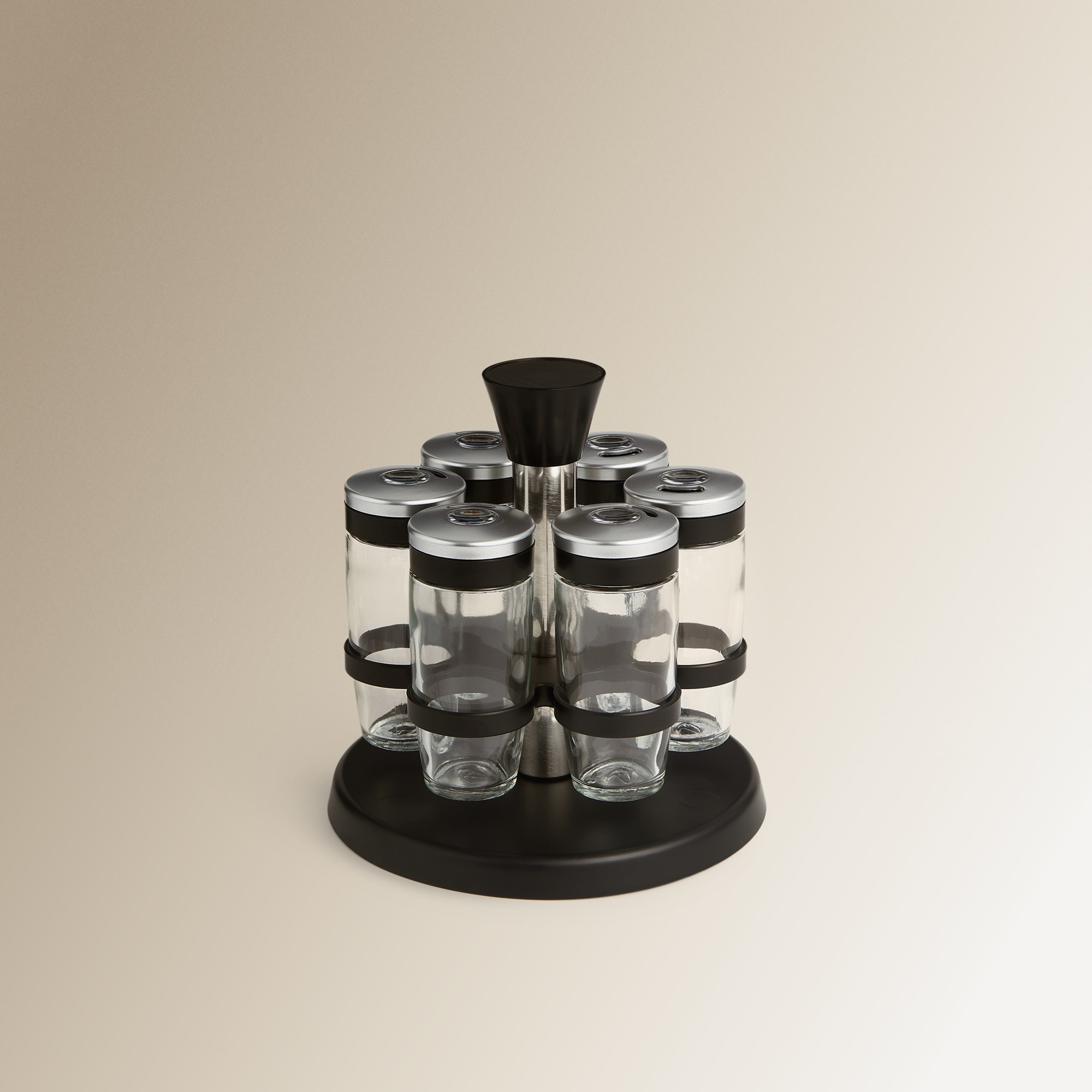 Conjunto de 6 Recipientes de Especiarias Carrossel Preto-1
