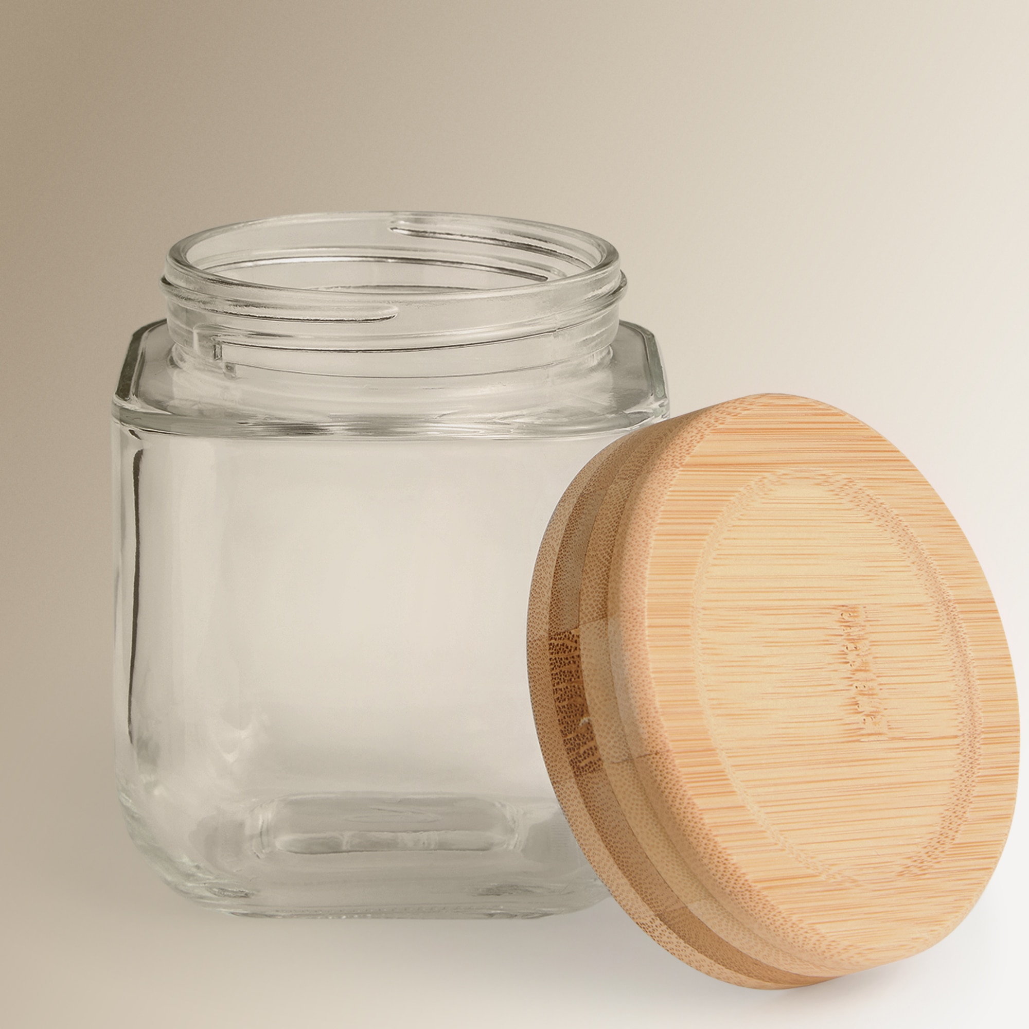 Frasco de Cozinha com Tampa de Rosca de Bambu Transparente-2