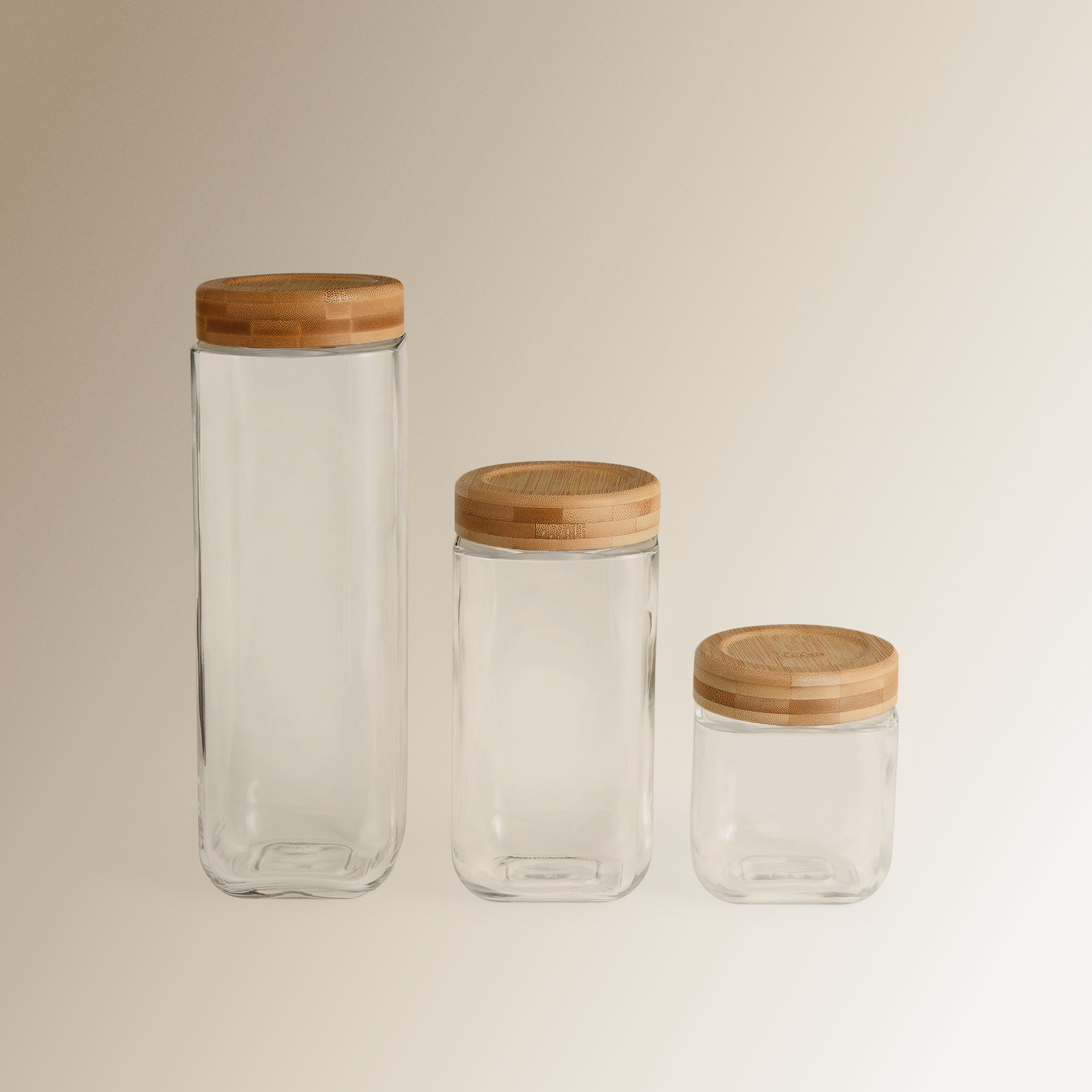 Frasco de Cozinha com Tampa de Rosca de Bambu Transparente-3