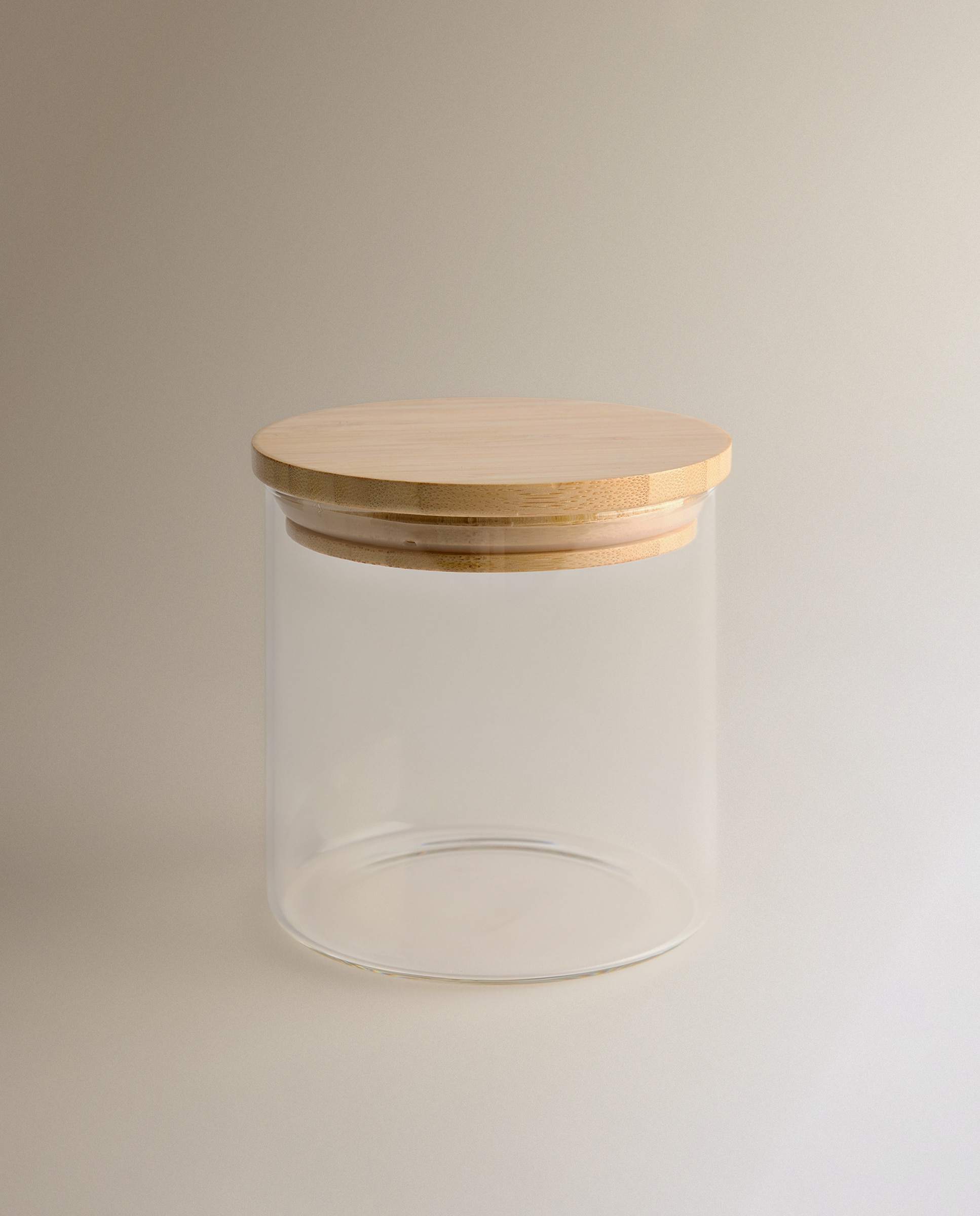 Frasco de cozinha de vidro com tampa de bambu Transparente-1