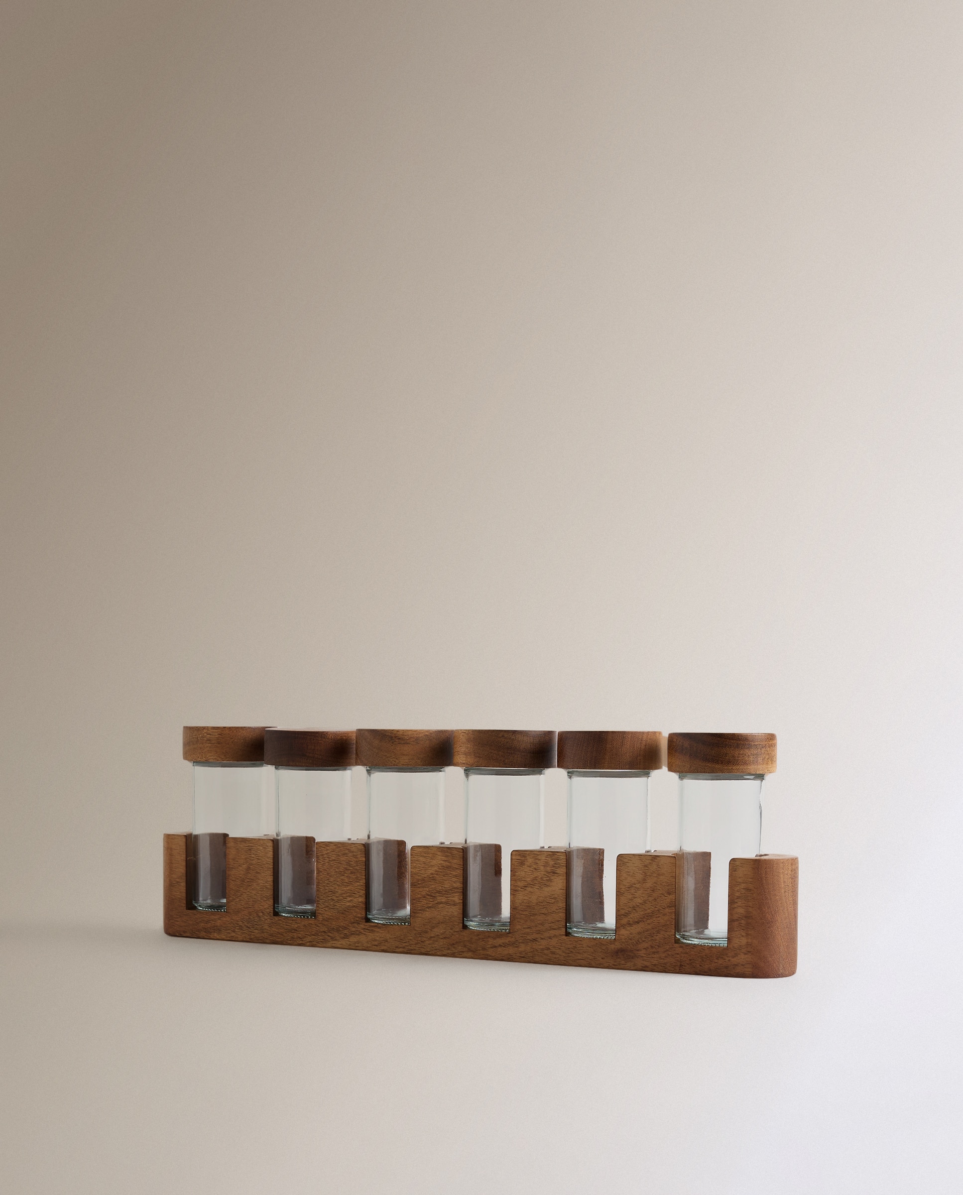 Conjunto de 6 frascos para especiarias Acácia Natural-2