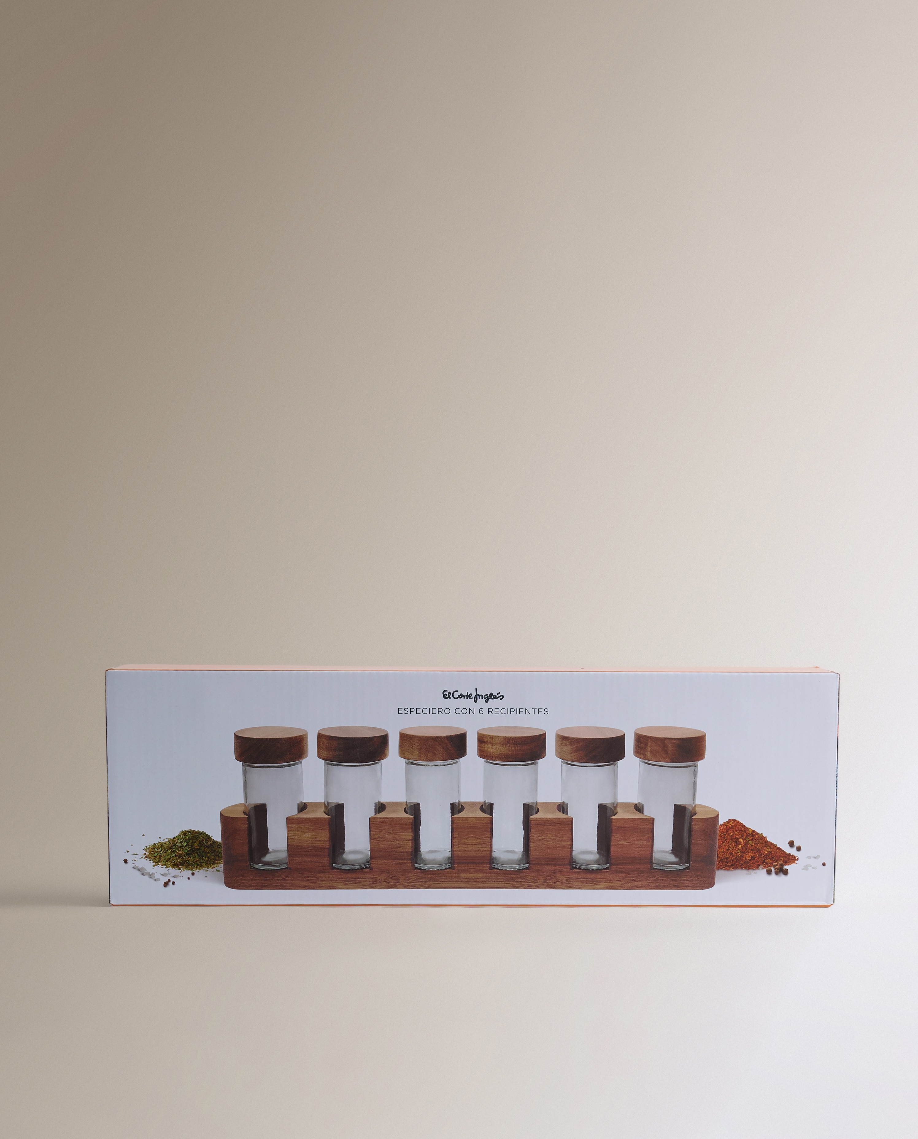Conjunto de 6 frascos para especiarias Acácia Natural-4