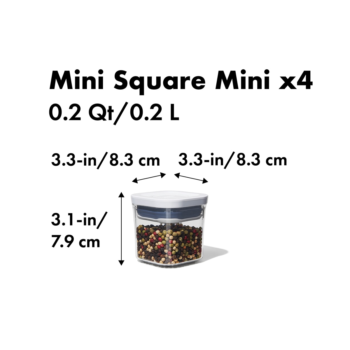 Conjunto de 4 Frascos Herméticos de 0,2 Litros Mini POP 2.0 Cinzento-12