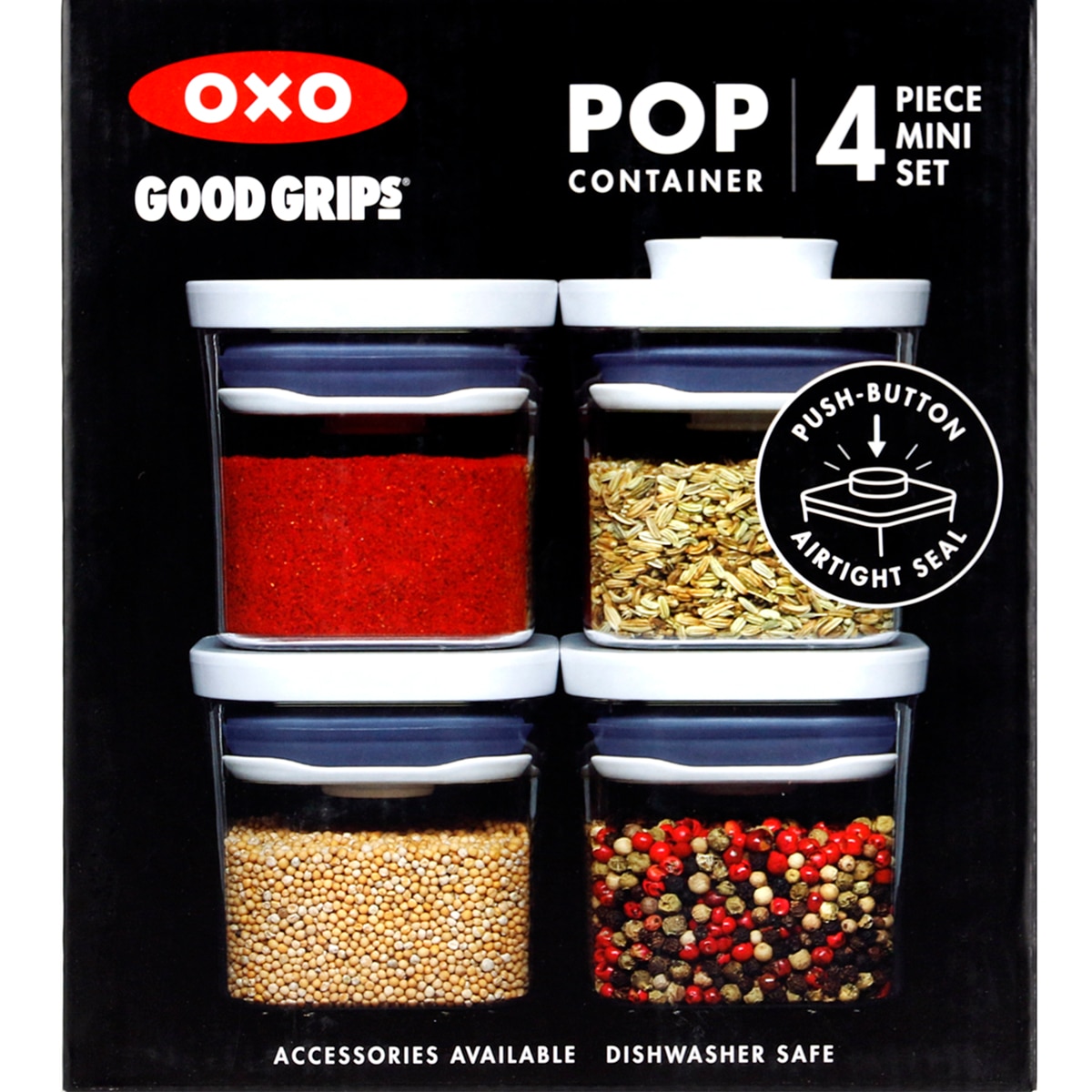 Conjunto de 4 Frascos Herméticos de 0,2 Litros Mini POP 2.0 Cinzento-13