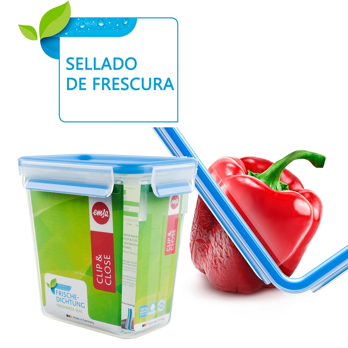 Caixa hermética rectangular alta Clip & Close Emsa Azul-4