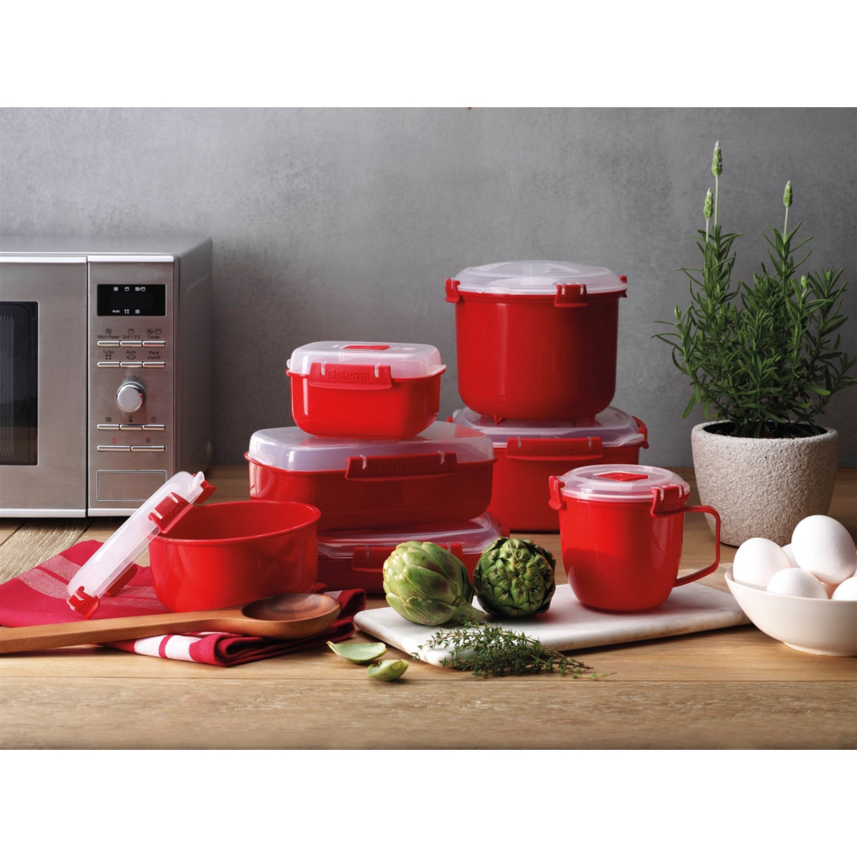 Recipiente hermético redondo para micro-ondas Microwave Vermelho-7
