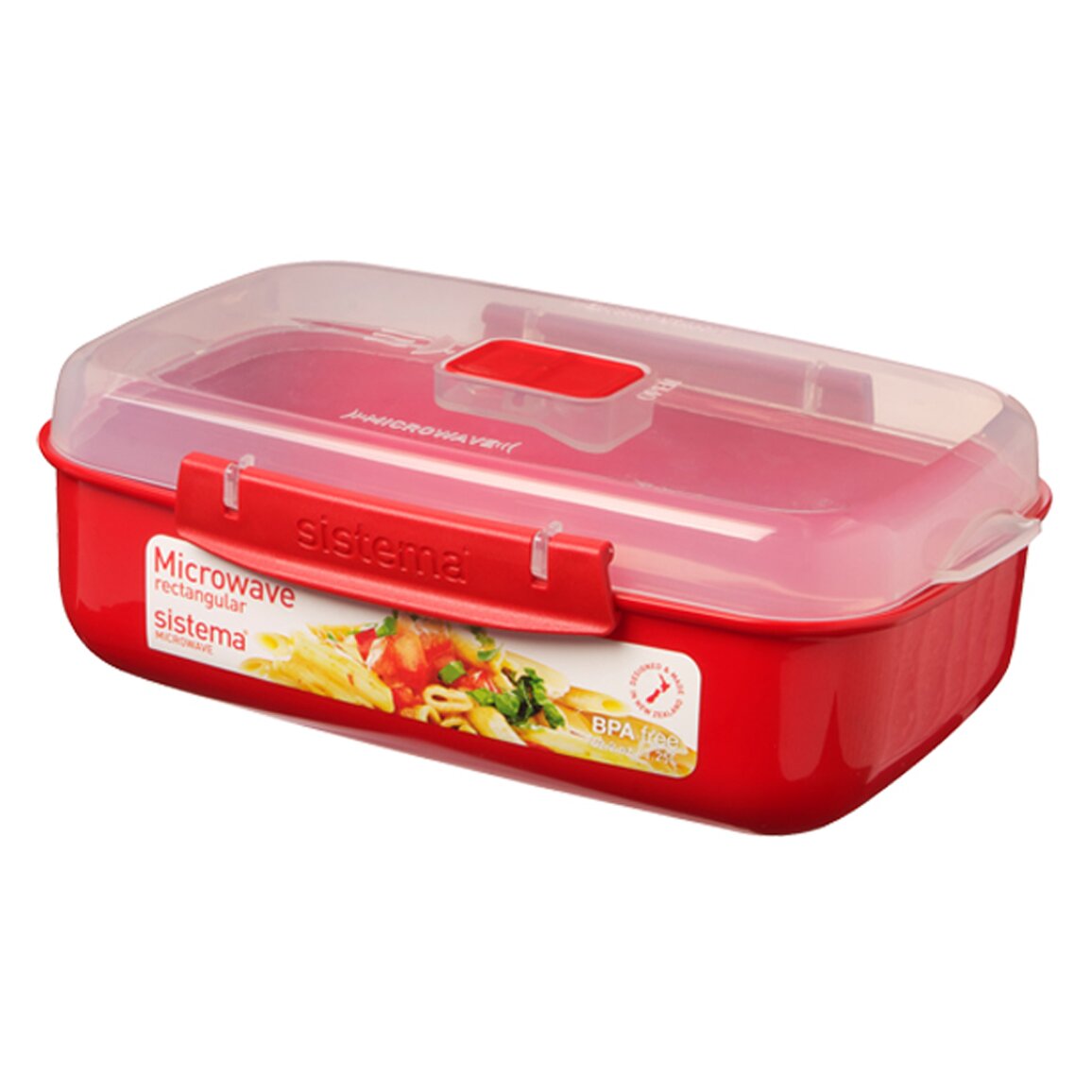 Recipiente hermético retangular Microwave Vermelho-1
