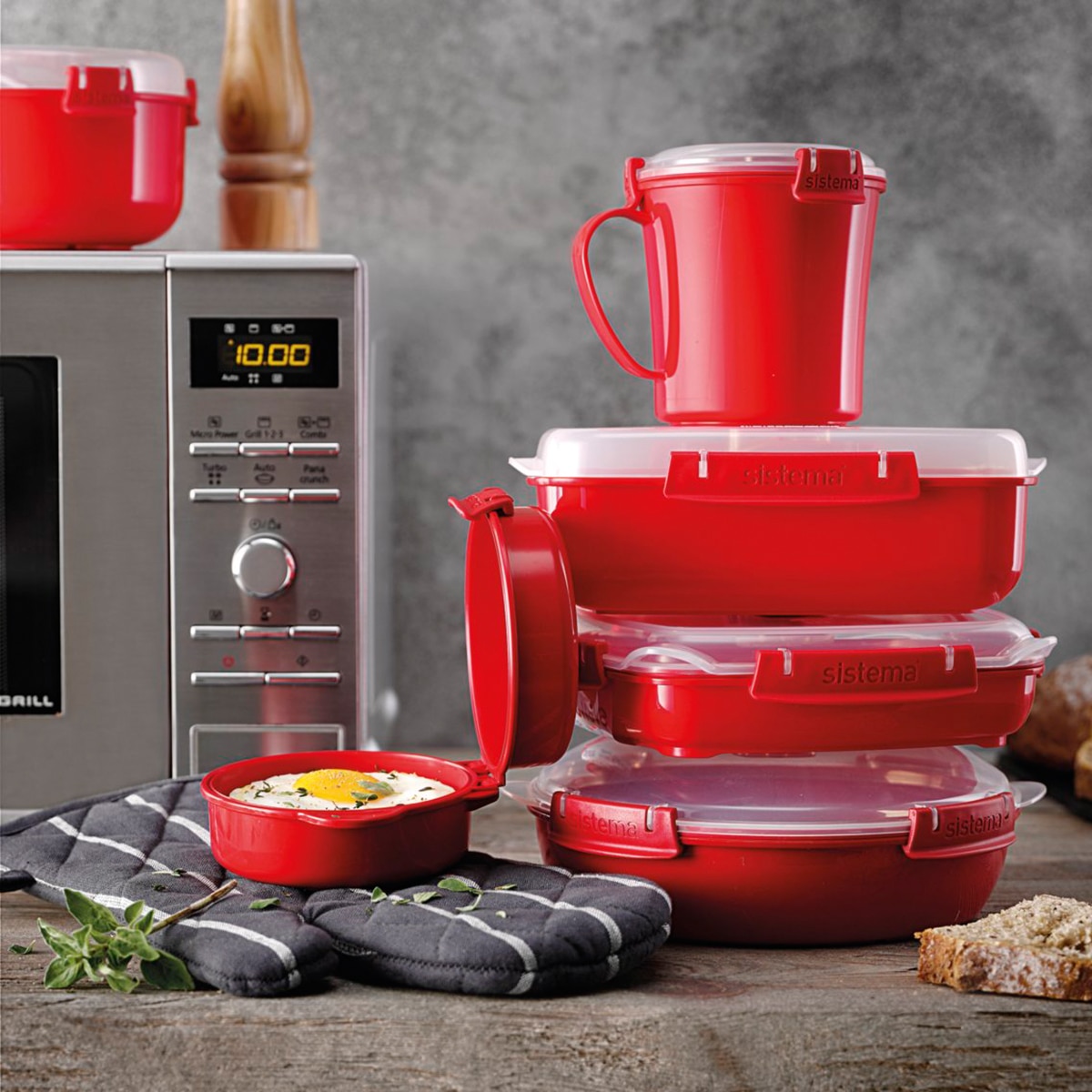 Recipiente hermético retangular Microwave Vermelho-3