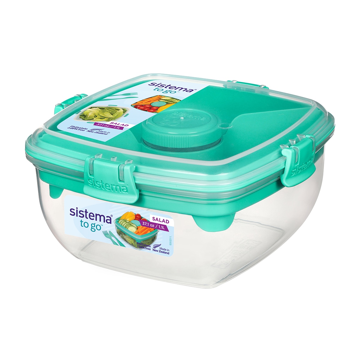 Recipiente Hermético Quadrado para Saladas To Go Verde-2