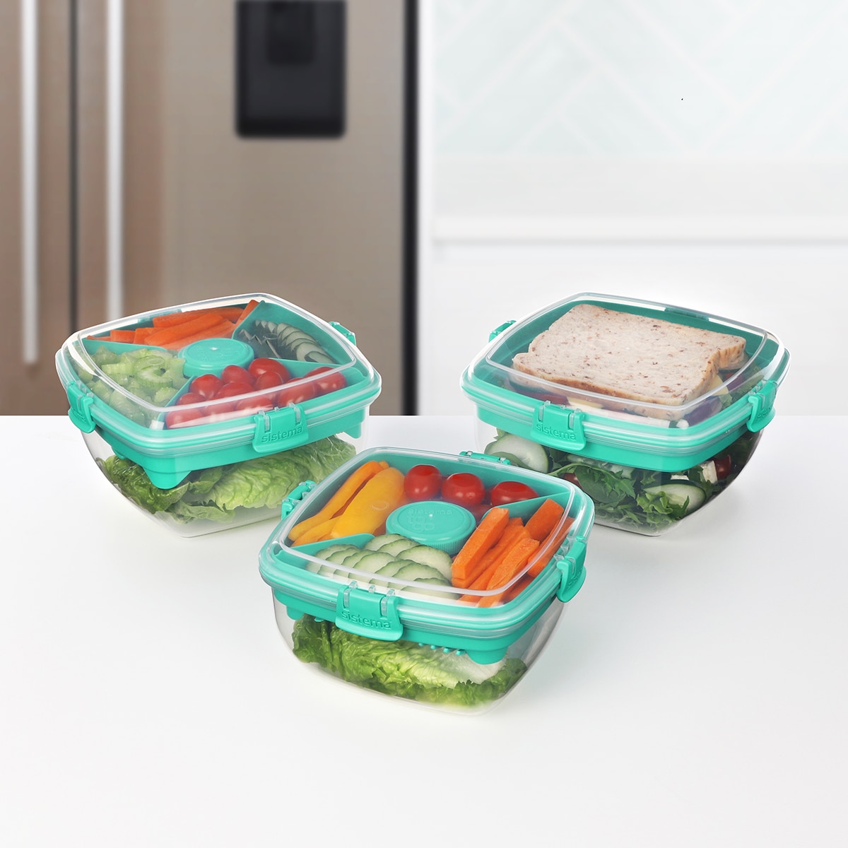 Recipiente Hermético Quadrado para Saladas To Go Verde-4
