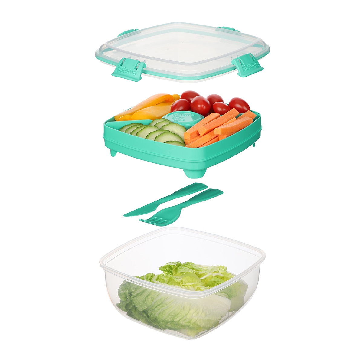 Recipiente Hermético Quadrado para Saladas To Go Verde-5