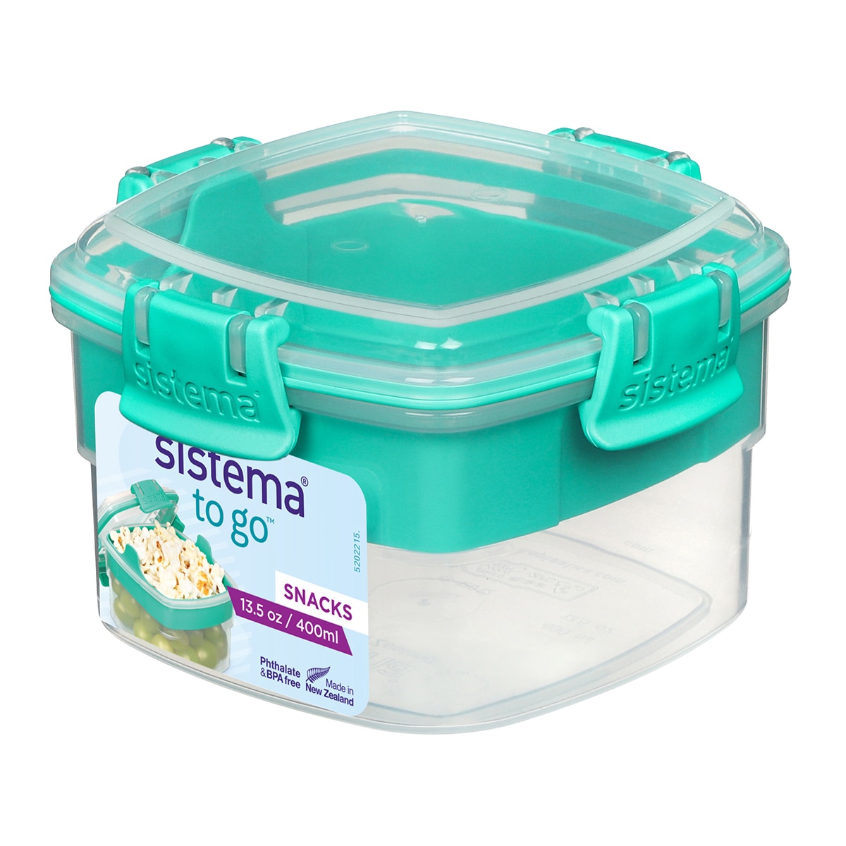 Recipiente Hermético Quadrado para Snacks To Go Verde-1